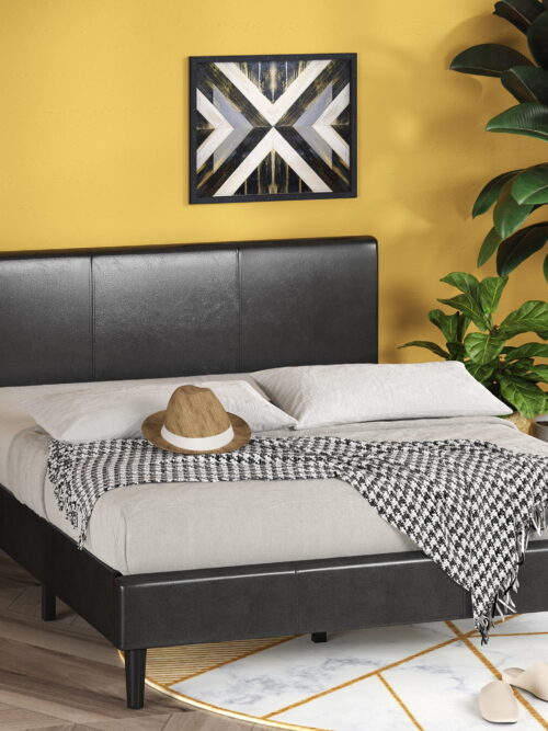 Zinus Jade 44" Faux Leather Upholstered Platform Bed, King