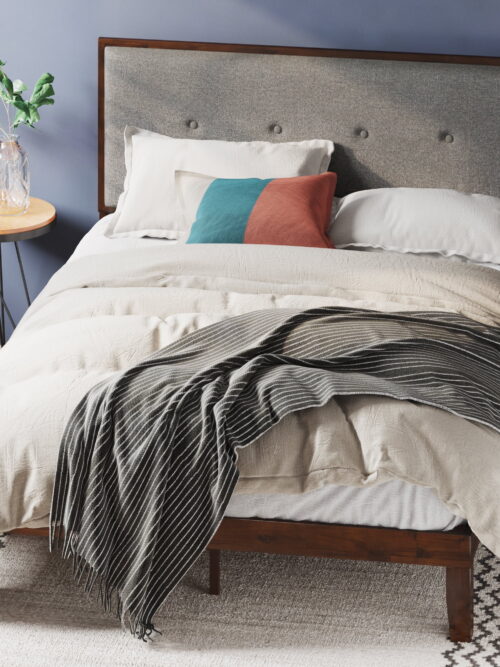 Zinus Moiz 42" Wood Platform Bed Frame with Adjustable Upholstered Headboard, Queen