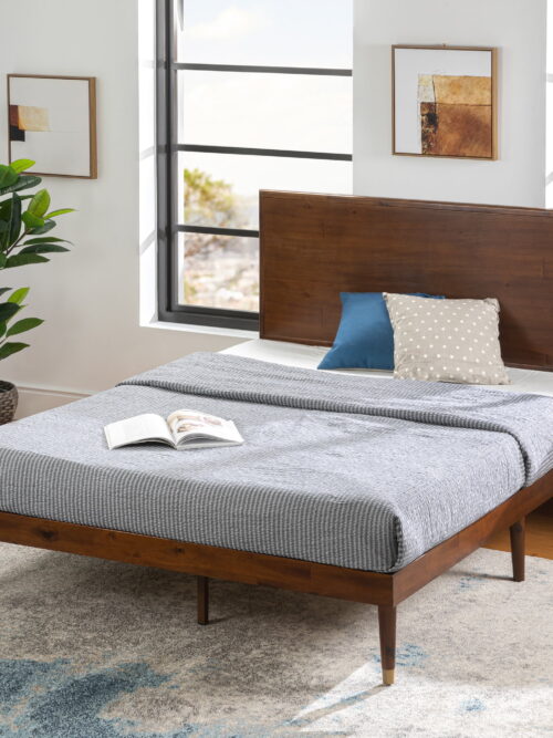 Zinus Raymond 38" Wood Platform Bed Frame with Adjustable Wood Headboard, King