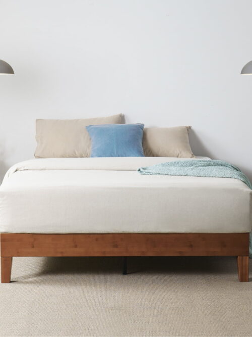 Zinus Wen 12" Deluxe Bamboo Platform Bed, Cherry, Queen