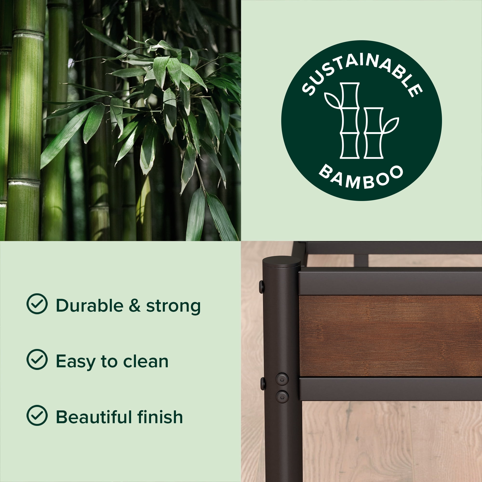 Zinus 39" Roman Bamboo and Metal Platform Bed Frame, Adult, King - Image 5