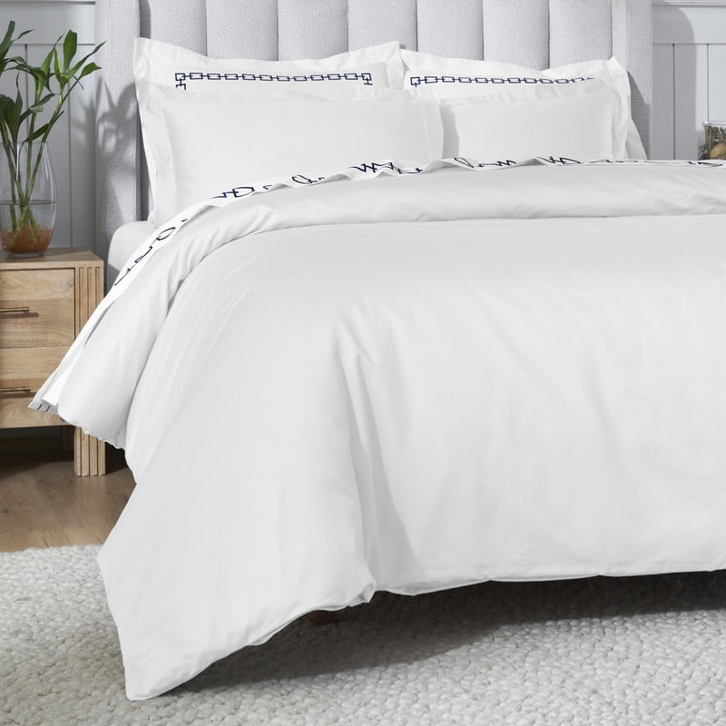 Superior 650 Thread Count Egyptian Cotton Duvet Cover Set, White, Full/ Queen - Image 5