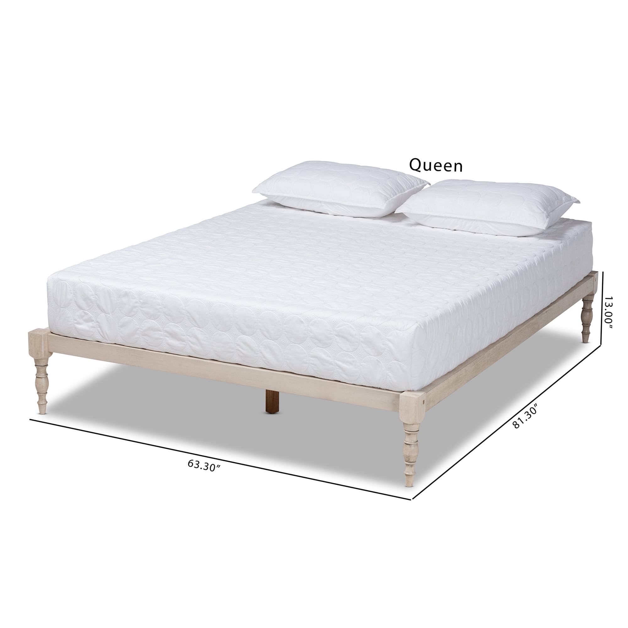 Baxton Studio Iseline Platform Wood Bed Frame, Antique White, King - Image 2