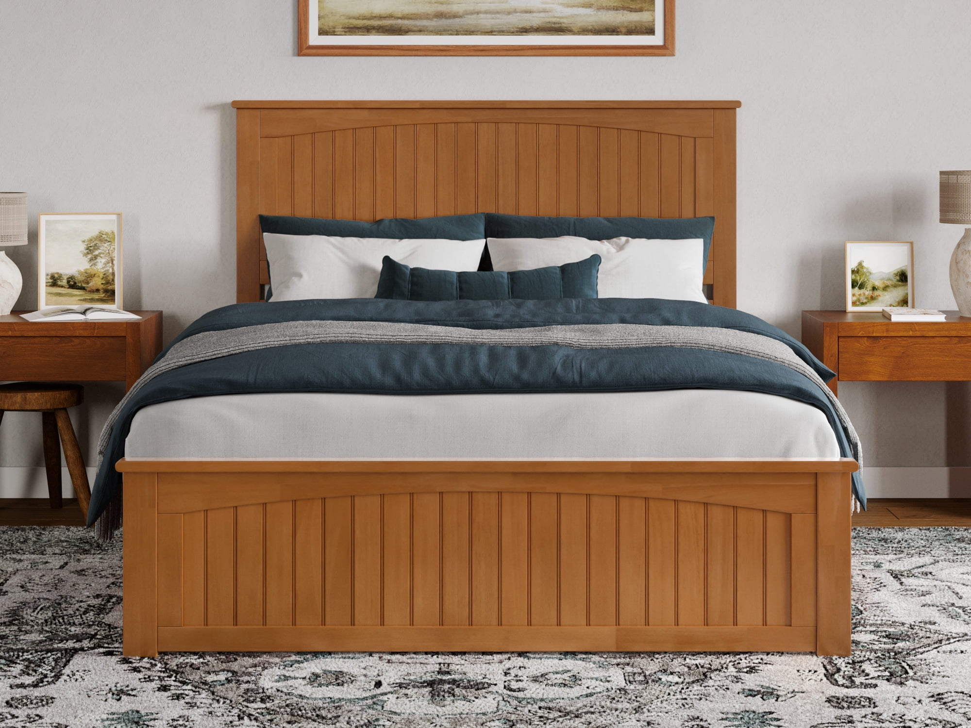 AFI Naples Queen Solid Wood Low Profile Platform Bed with Matching Footboard, Light Toffee - Image 6