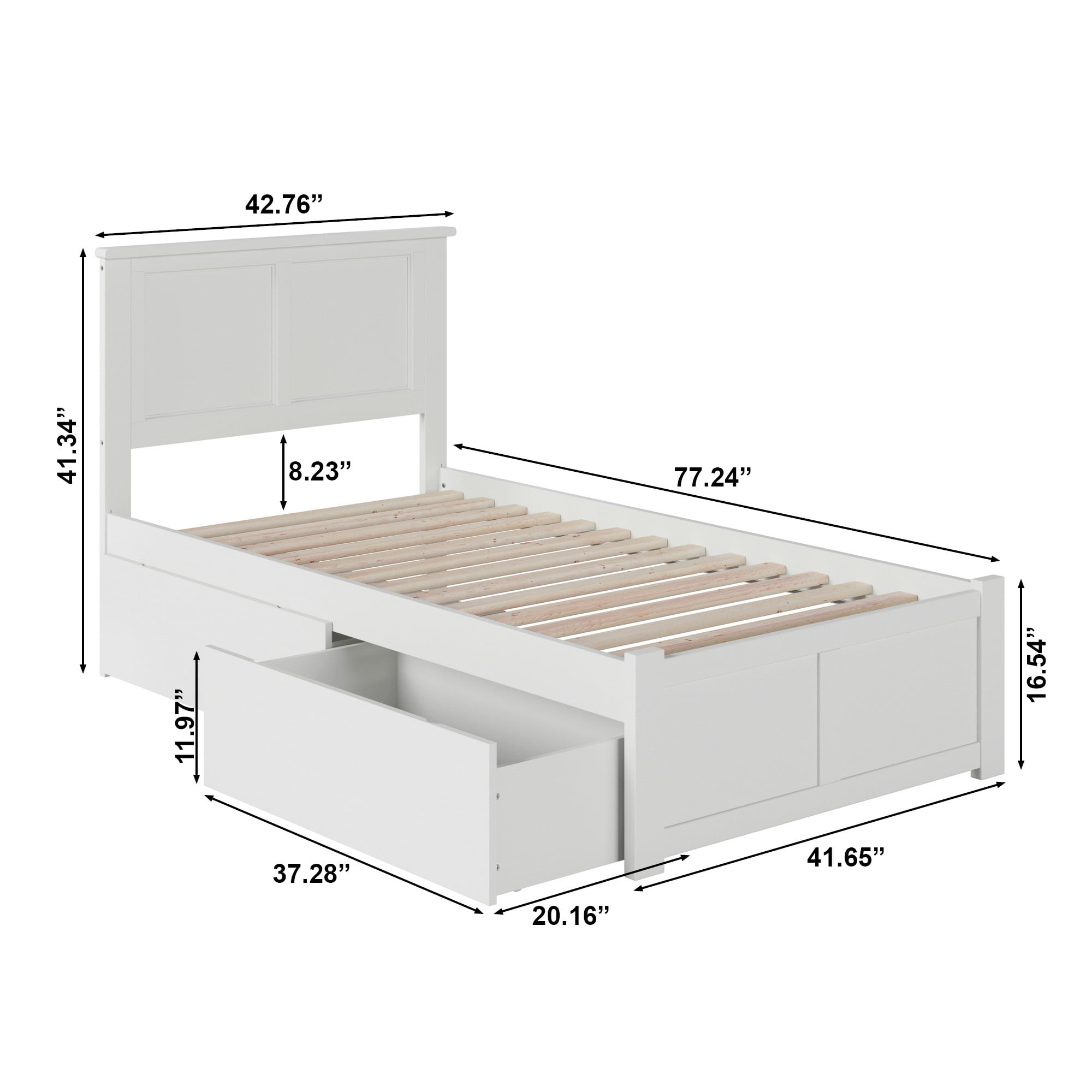 AFI Madison Twin Solid Wood Platform Bed with Footboard & Storage Drawers, White - Image 7