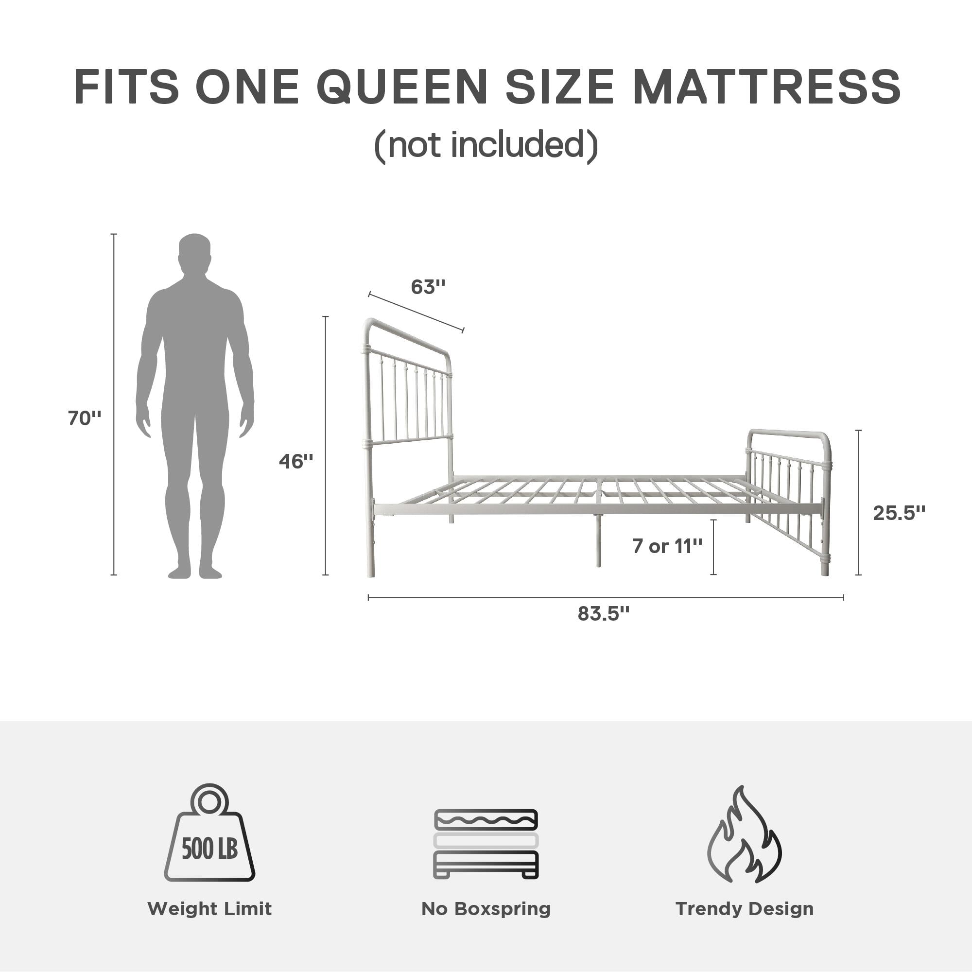 DHP Wallace Metal Platform Bed Frame with Headboard, Queen, White - Image 6