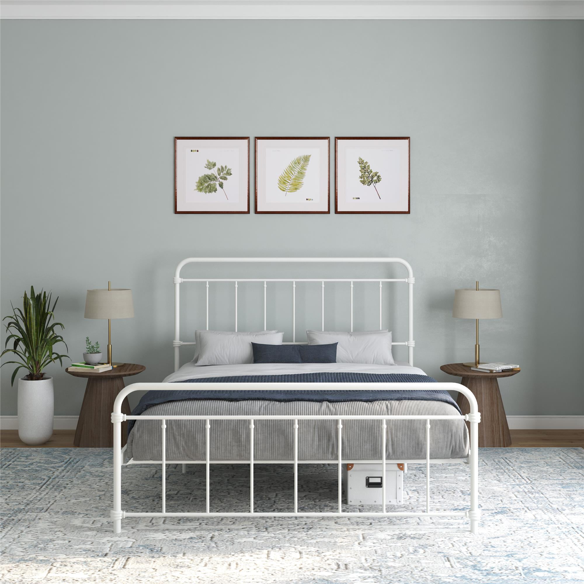 DHP Wallace Metal Platform Bed Frame with Headboard, Queen, White - Image 2