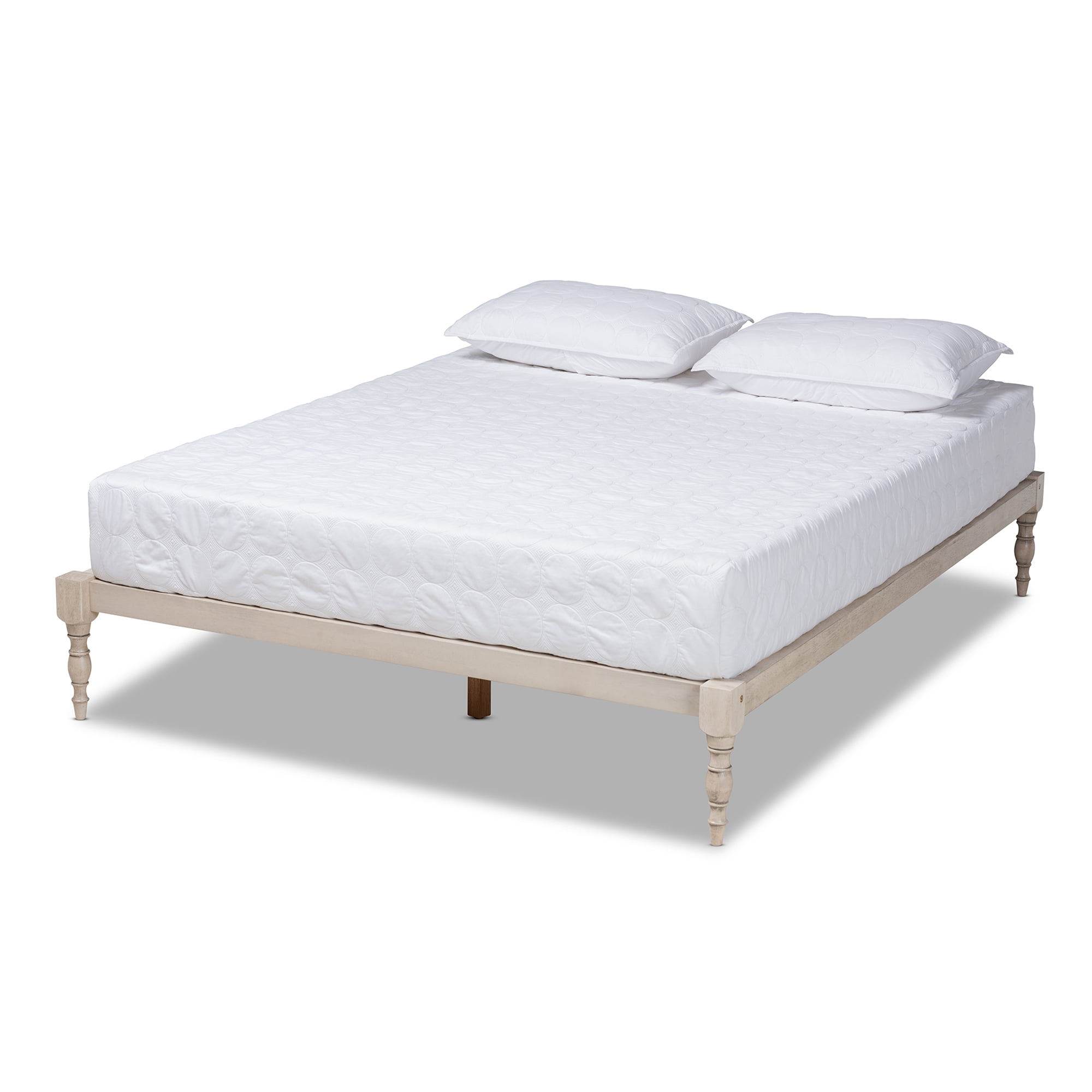 Baxton Studio Iseline Platform Wood Bed Frame, Antique White, King - Image 6