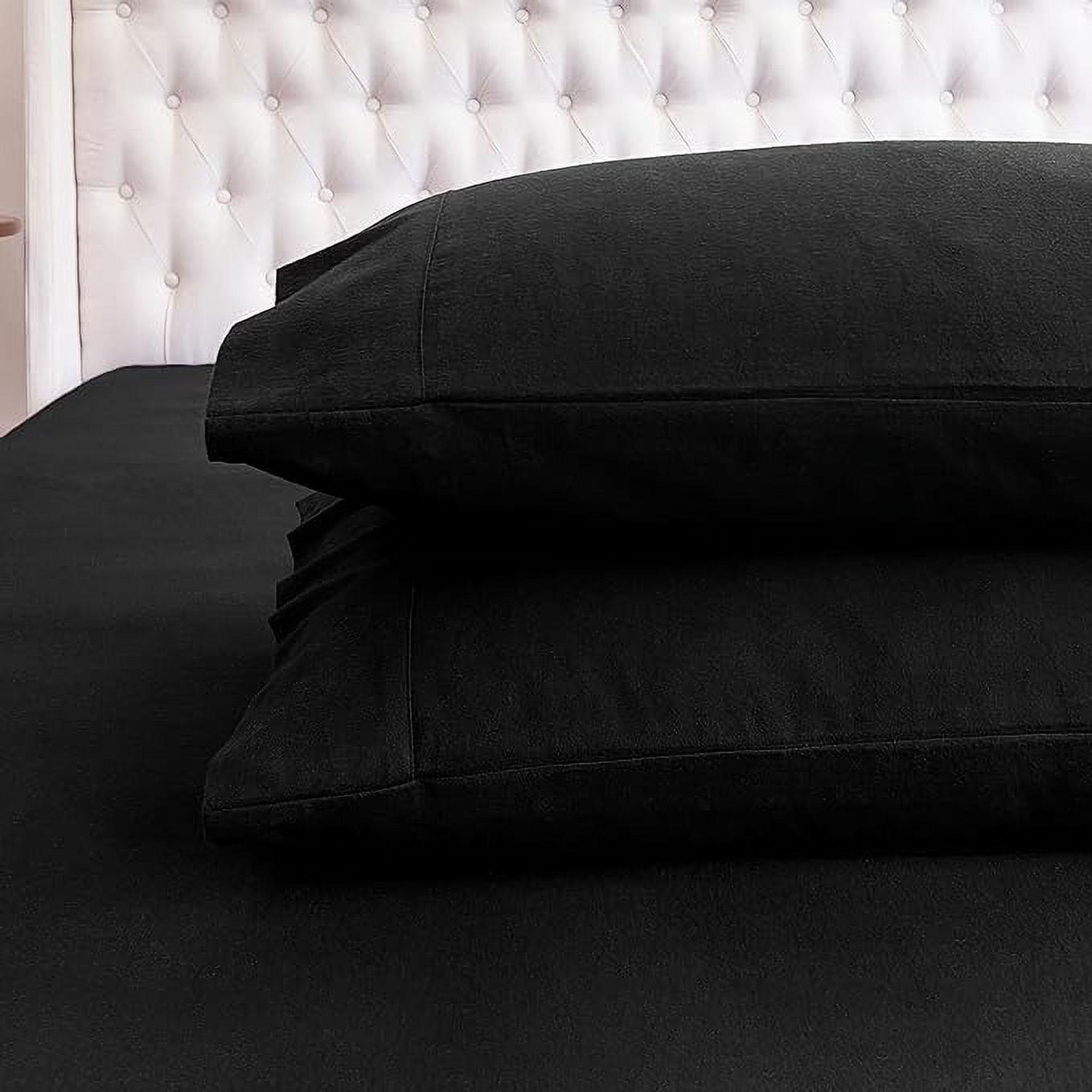 Elegant Comfort Soft 4-Piece Cotton Flannel Sheet Set -Deep Pocket Fitted Sheet, Flannel Sheets - Full, Black - Image 2