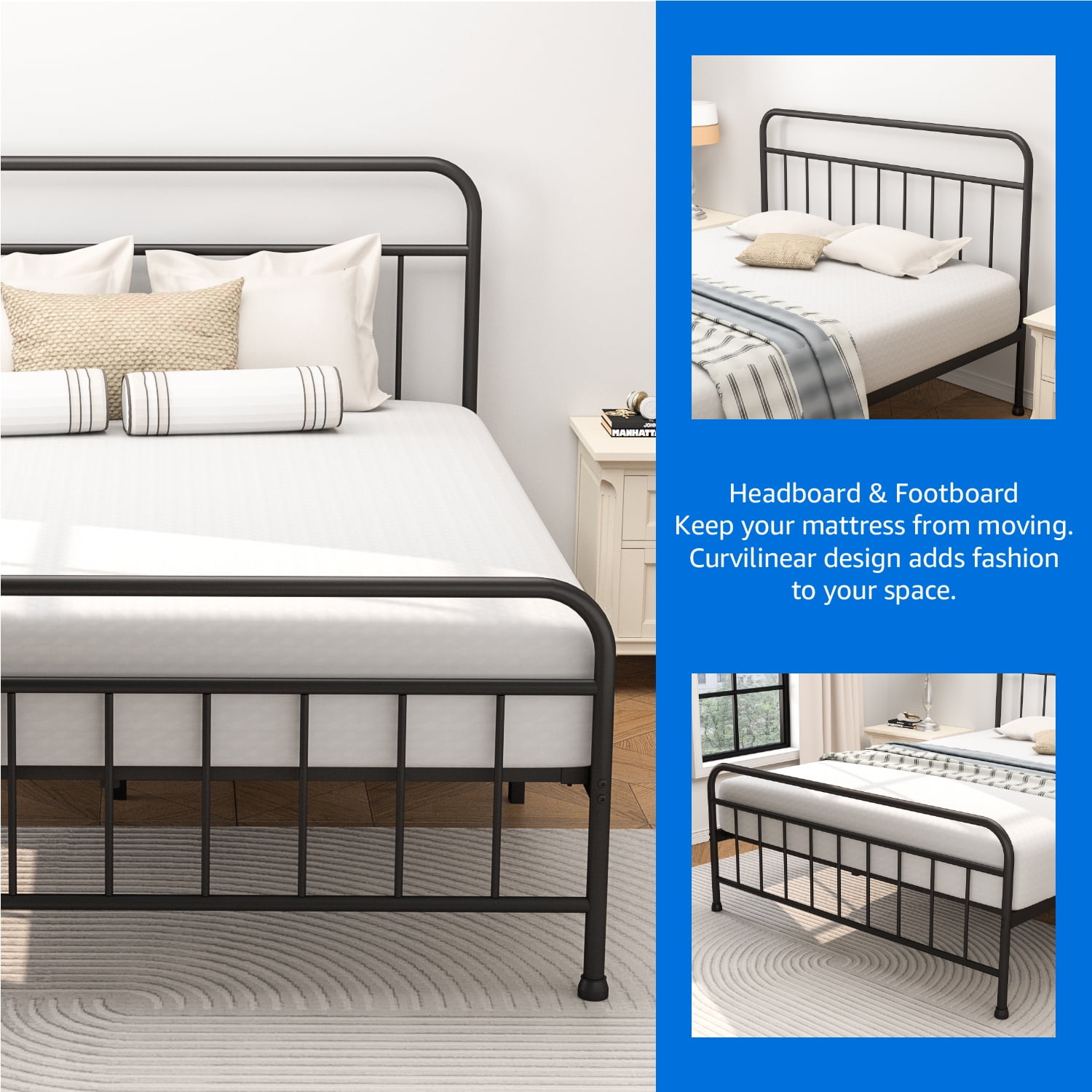 Mainstays Ardent King Metal Spindle Bed, Black,Adult - Image 4