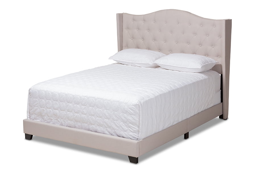 Baxton Studio Alesha Modern and Contemporary Beige Fabric Upholstered King Size Bed - Image 2