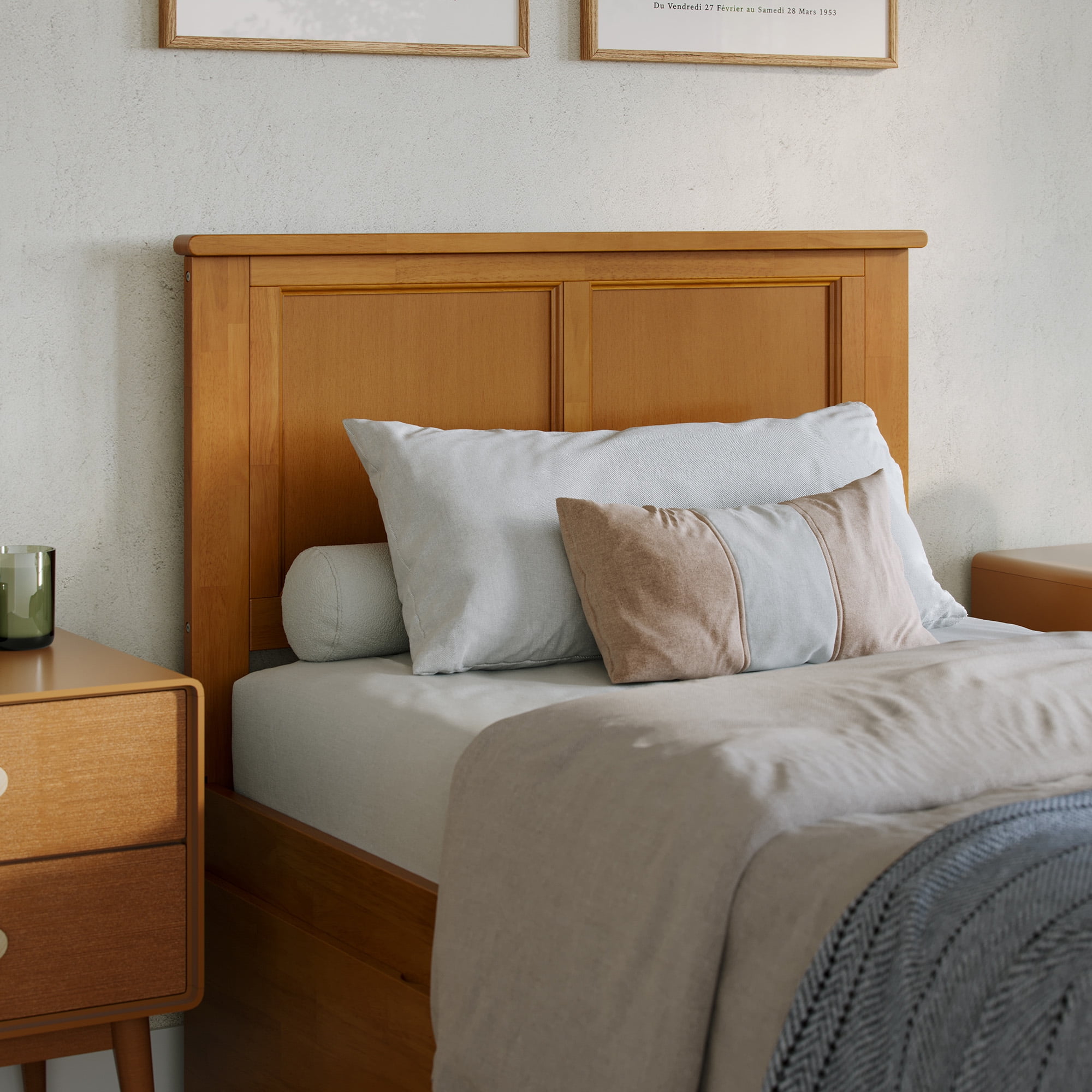 AFI Madison Twin-XL Wood Platform Bed with Footboard and Twin-XL Trundle, Light Toffee - Image 5