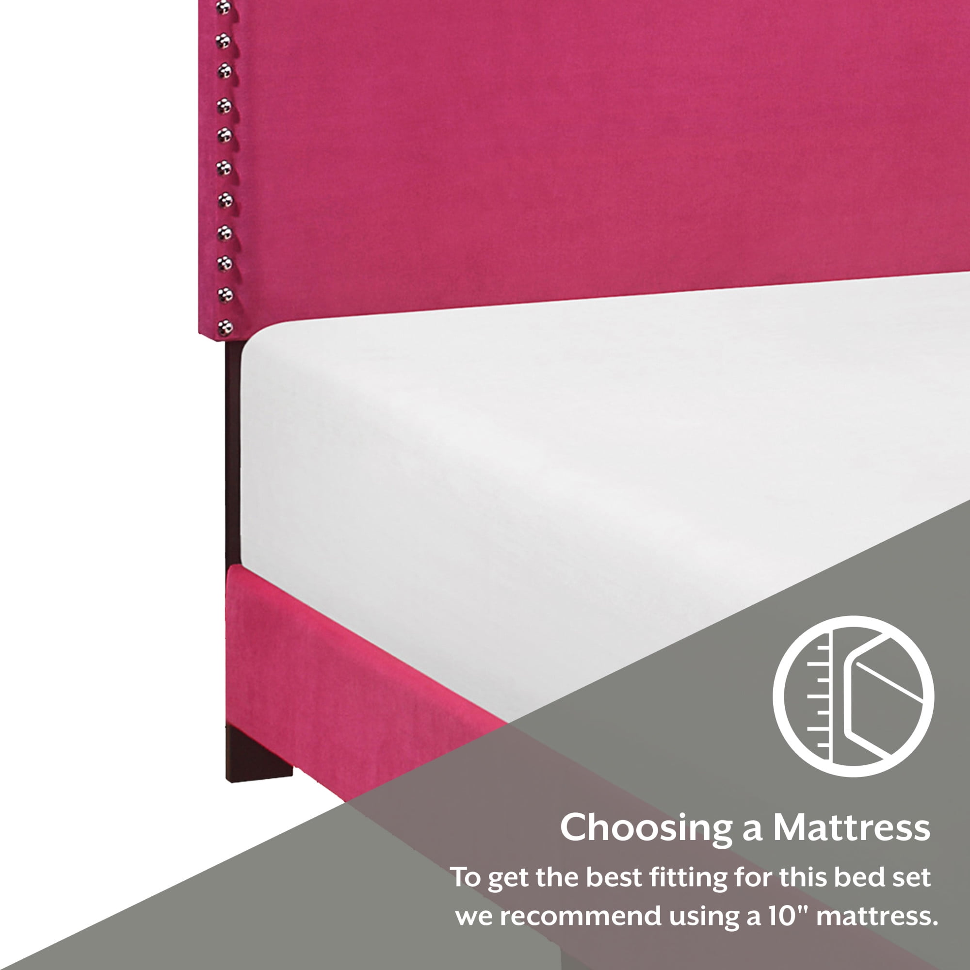 Skylar Nailhead Trim Upholstered Twin Platform Bed, Pink - Image 6