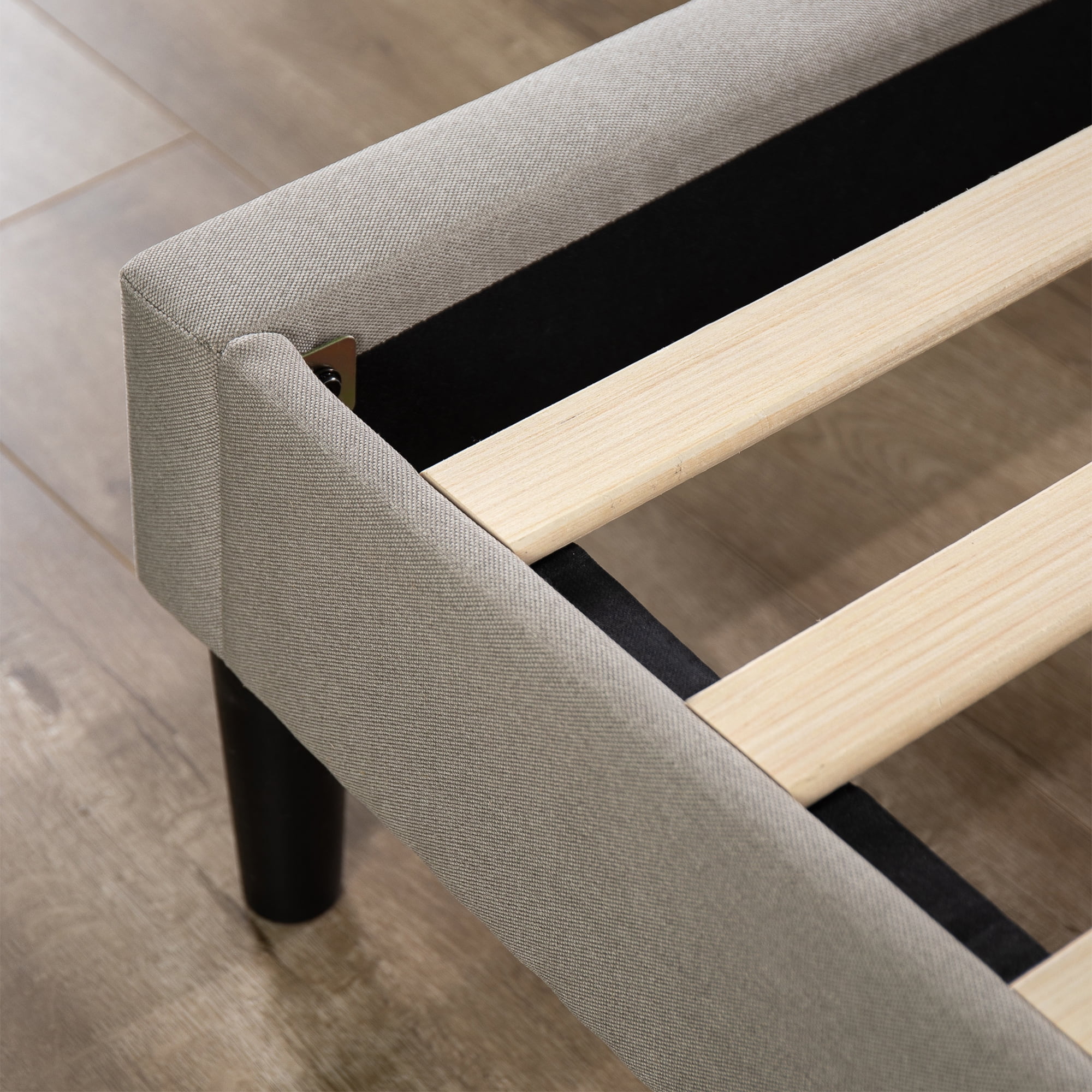 Zinus Maddon 35" Upholstered Platform Bed Frame, Beige, Adult, Queen - Image 6