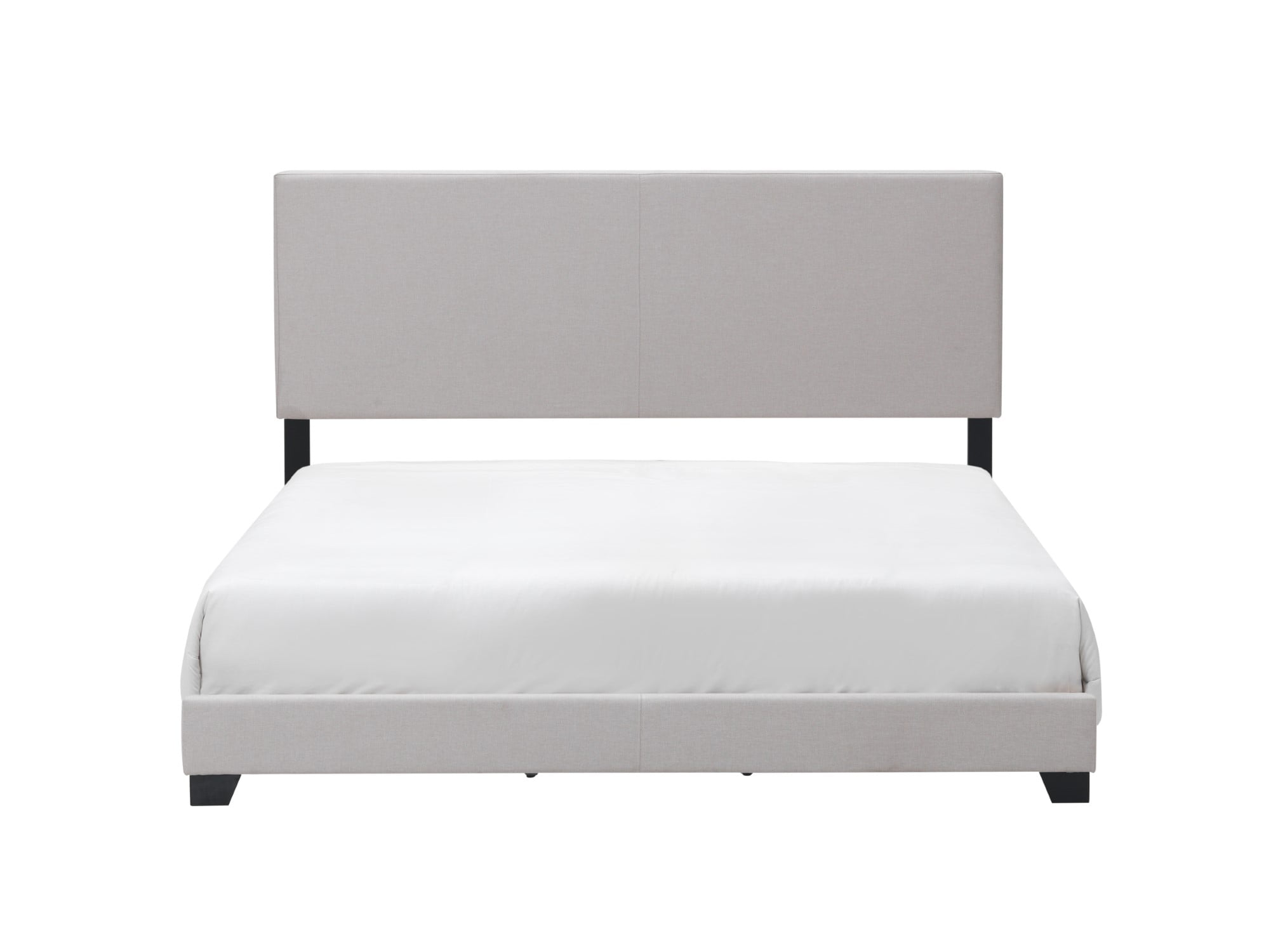 Home Design Evon King Linen Upholstered Bed Frame with Foam Padding and Polyester Upholstery, Warm Gray, Easy assembly - Image 4