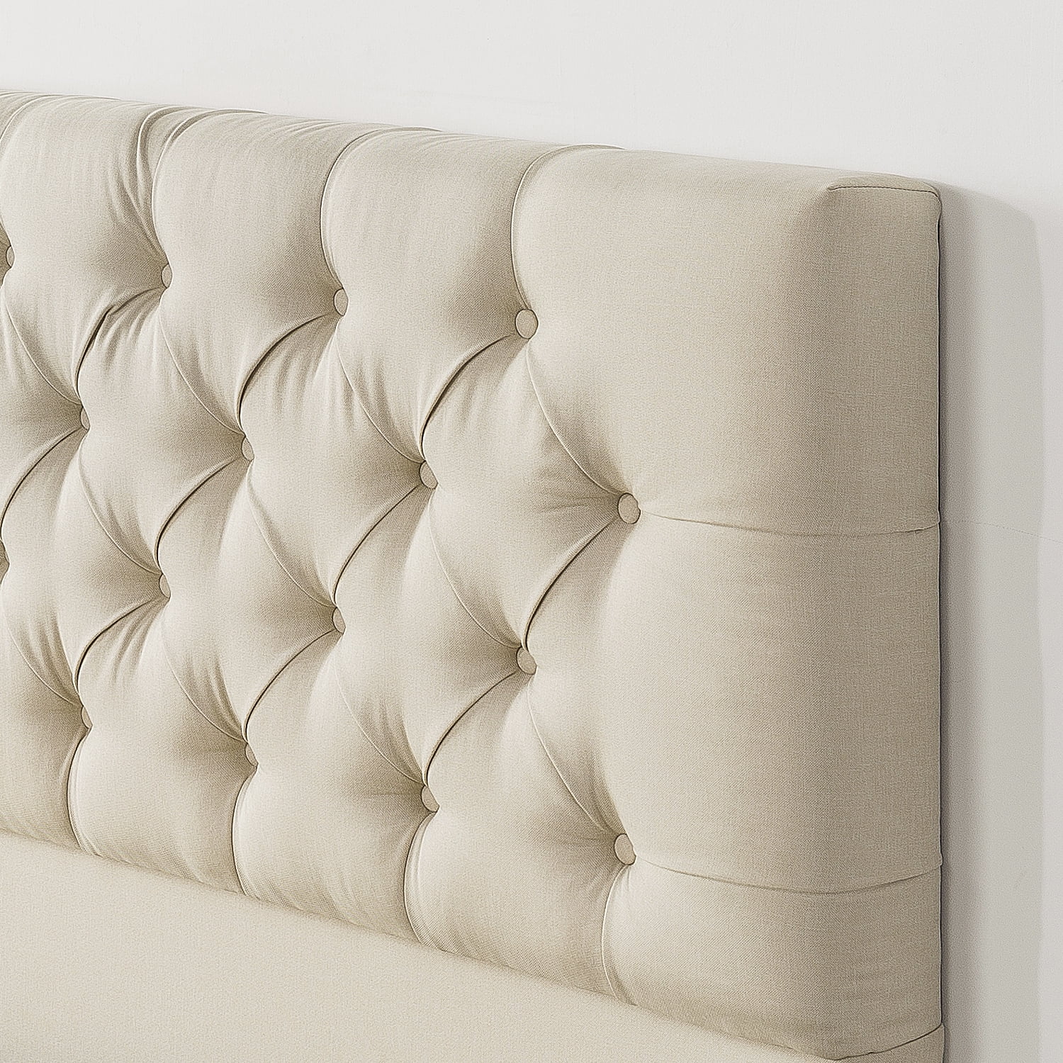 Zinus Misty 42" Upholstered Platform Bed Frame, Taupe, King - Image 7