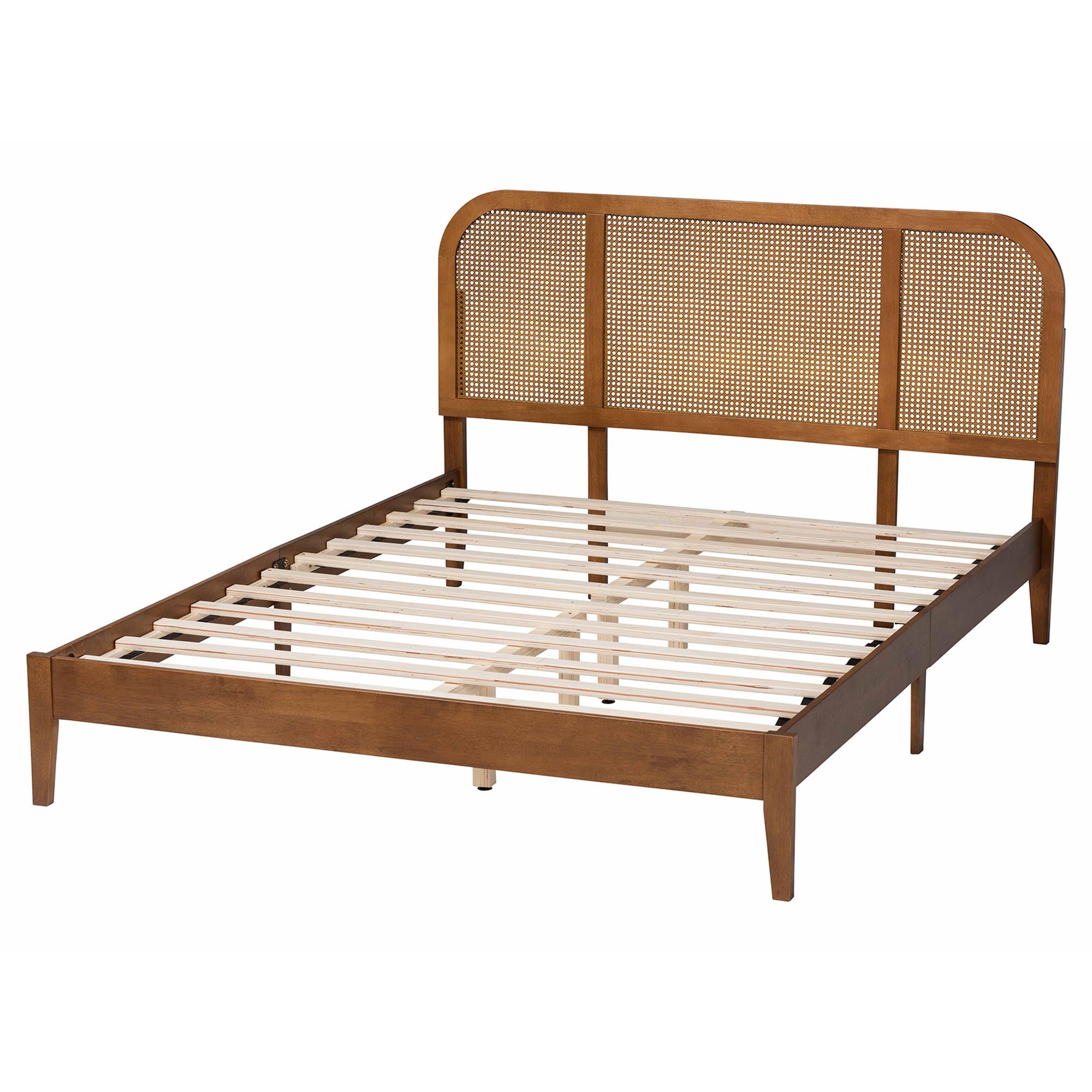 Baxton Studio Fleur Mid-Century Platform Bed, Queen, Walnut Brown - Image 4