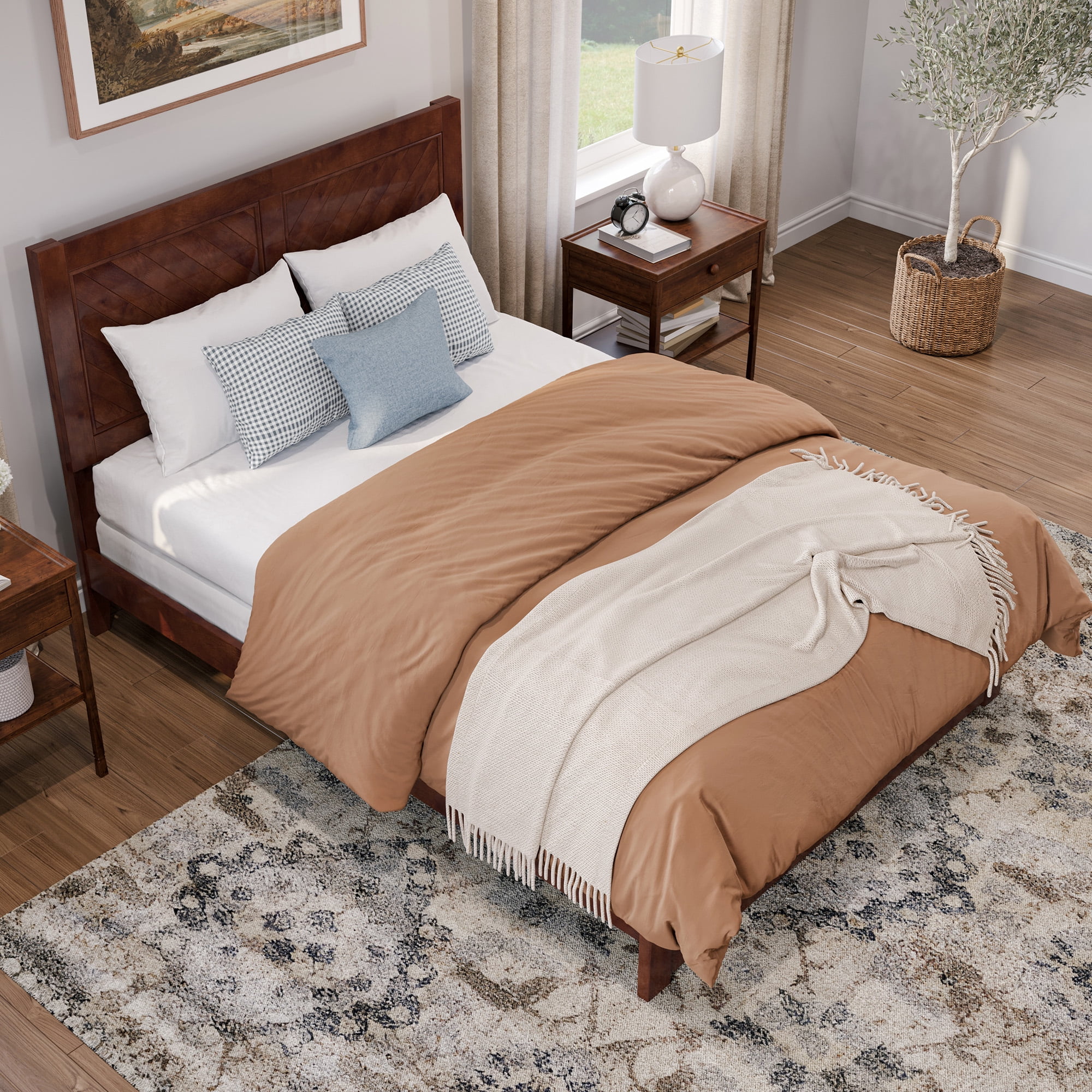 AFI Canyon Walnut Solid Wood Foundation Bed Frame with Matching Footboard, Full - Image 3