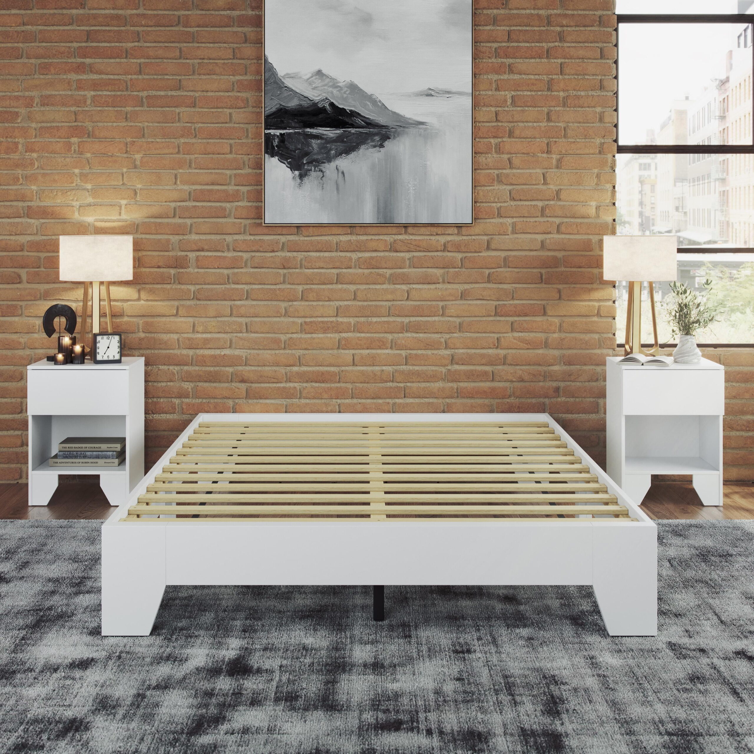 Boyd Sleep Lugano Twin White Platform Bed Frame, Modern No Headboard Design, Easy Assembly - Image 3