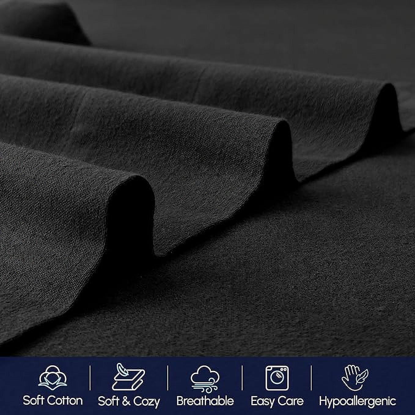 Elegant Comfort Soft 4-Piece Cotton Flannel Sheet Set -Deep Pocket Fitted Sheet, Flannel Sheets - Full, Black - Image 5
