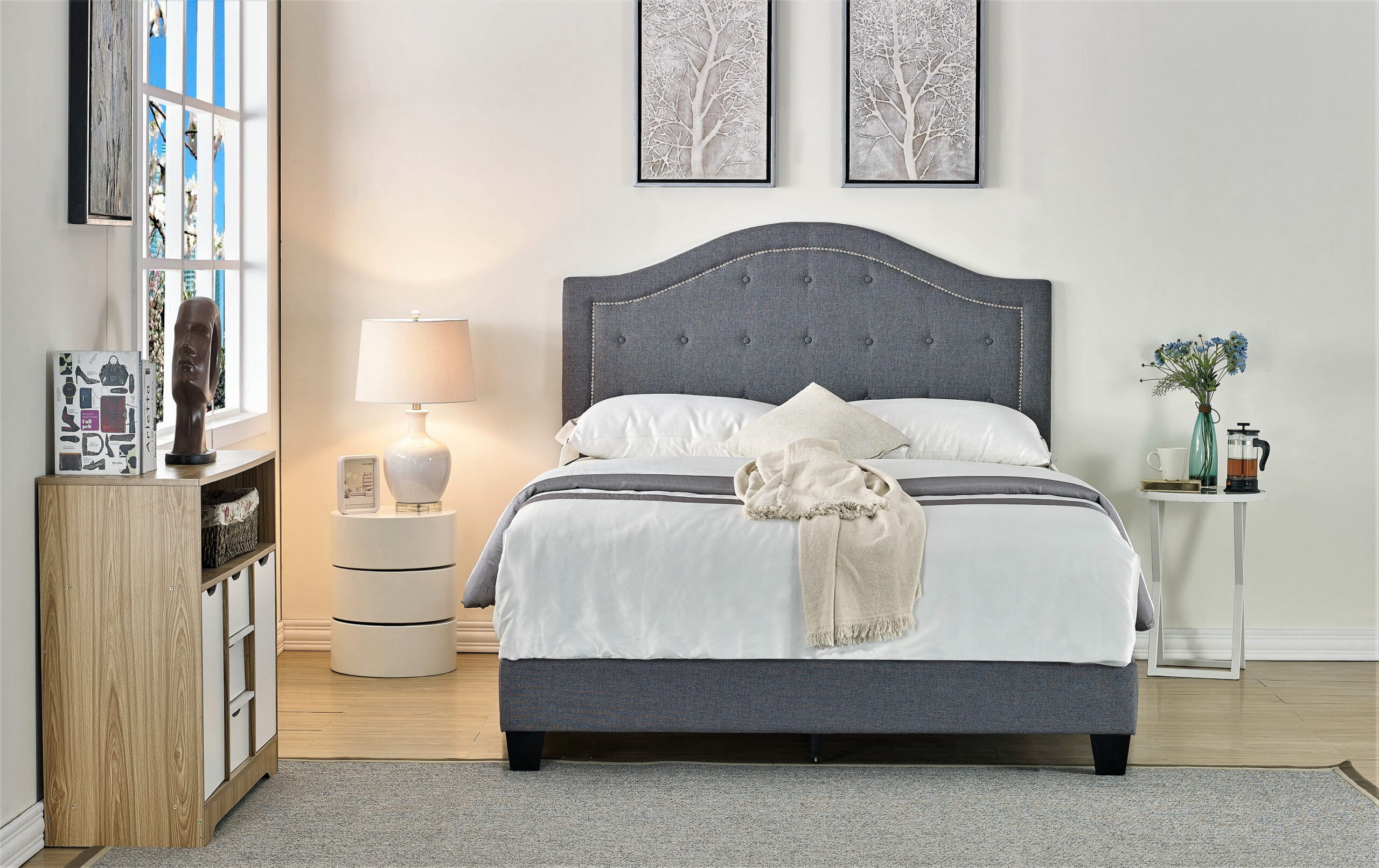 Uspridefurniture Skipworth Upholstered Panel Linen Queen Bed - Image 2