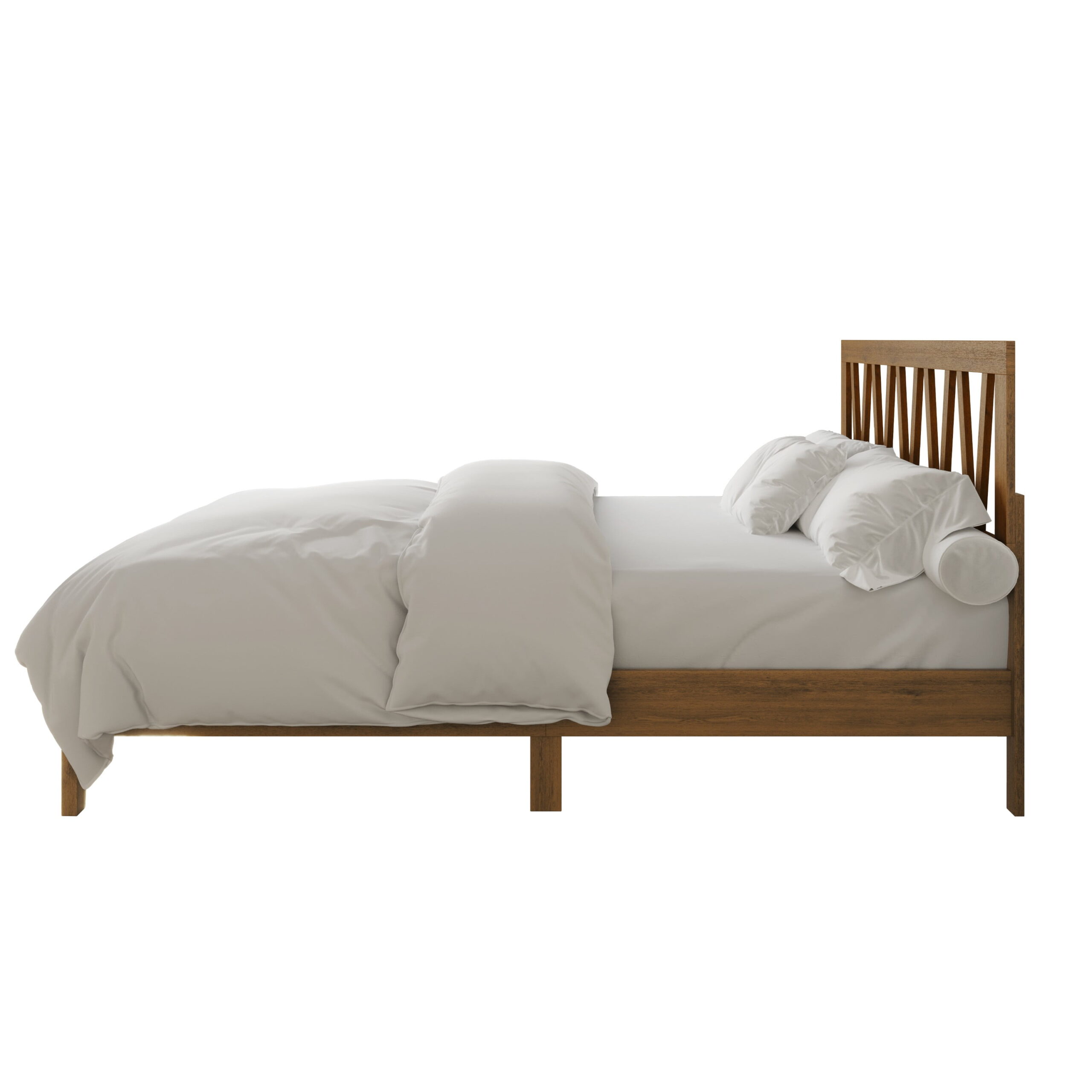 Home Design Gadsden King Panel Bed Frame with Arched V-Design Headboard and Center Leg Support, Brown, Box Spring Required, Easy Assembly - Image 5