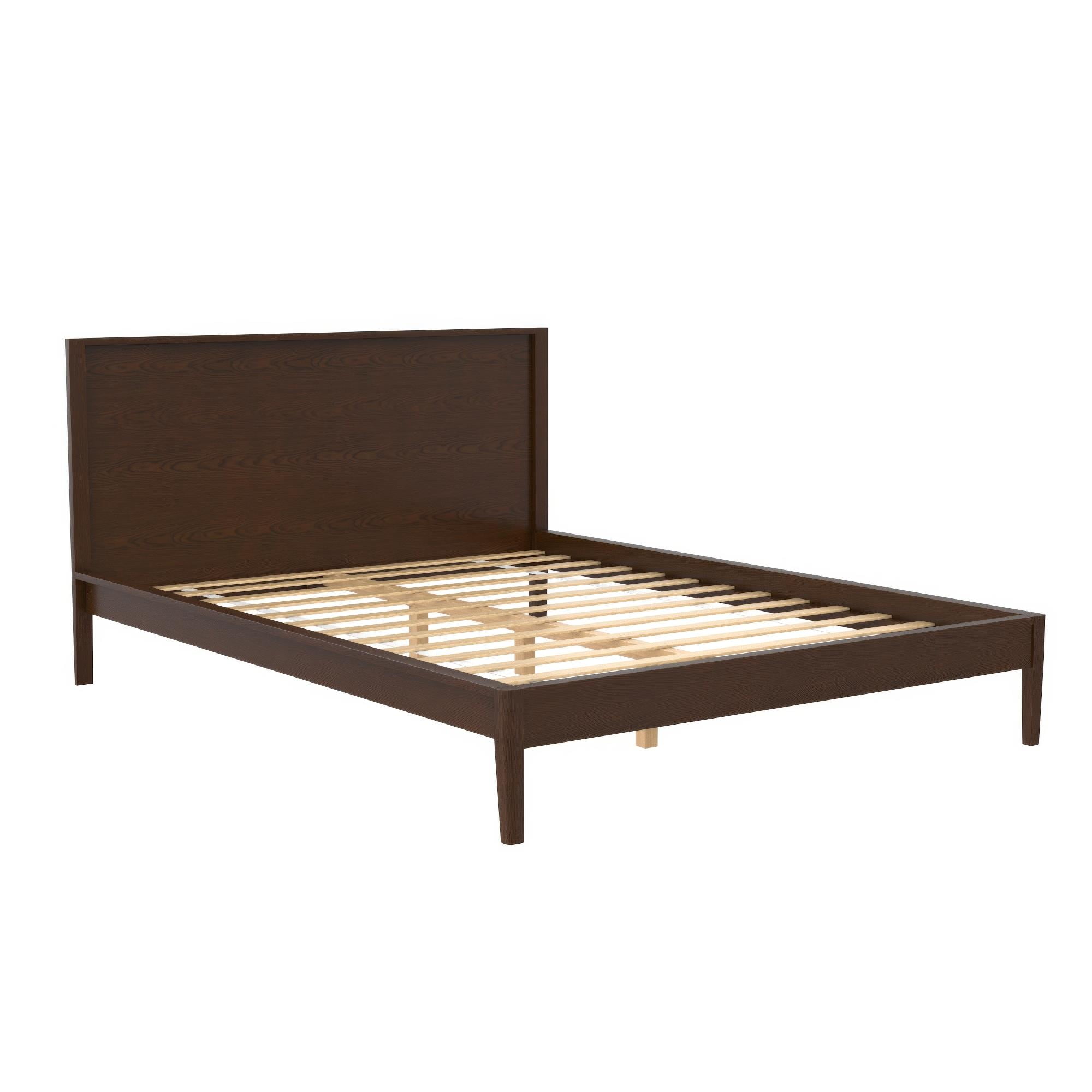 Better Homes & Gardens Ezra No Tool Solid Wood Bed, Queen, Walnut Finish - Image 5