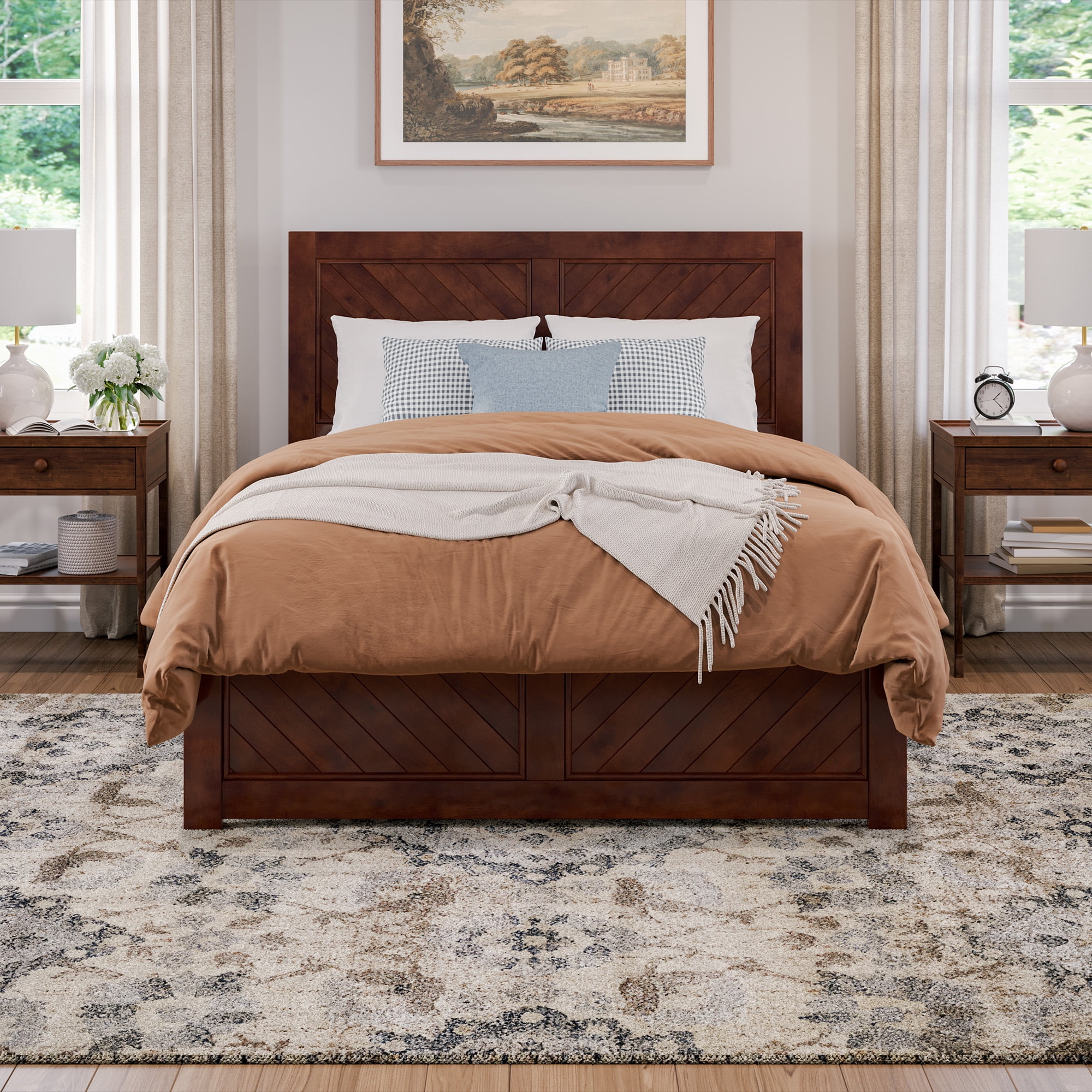 AFI Canyon Walnut Solid Wood Foundation Bed Frame with Matching Footboard, Full - Image 2