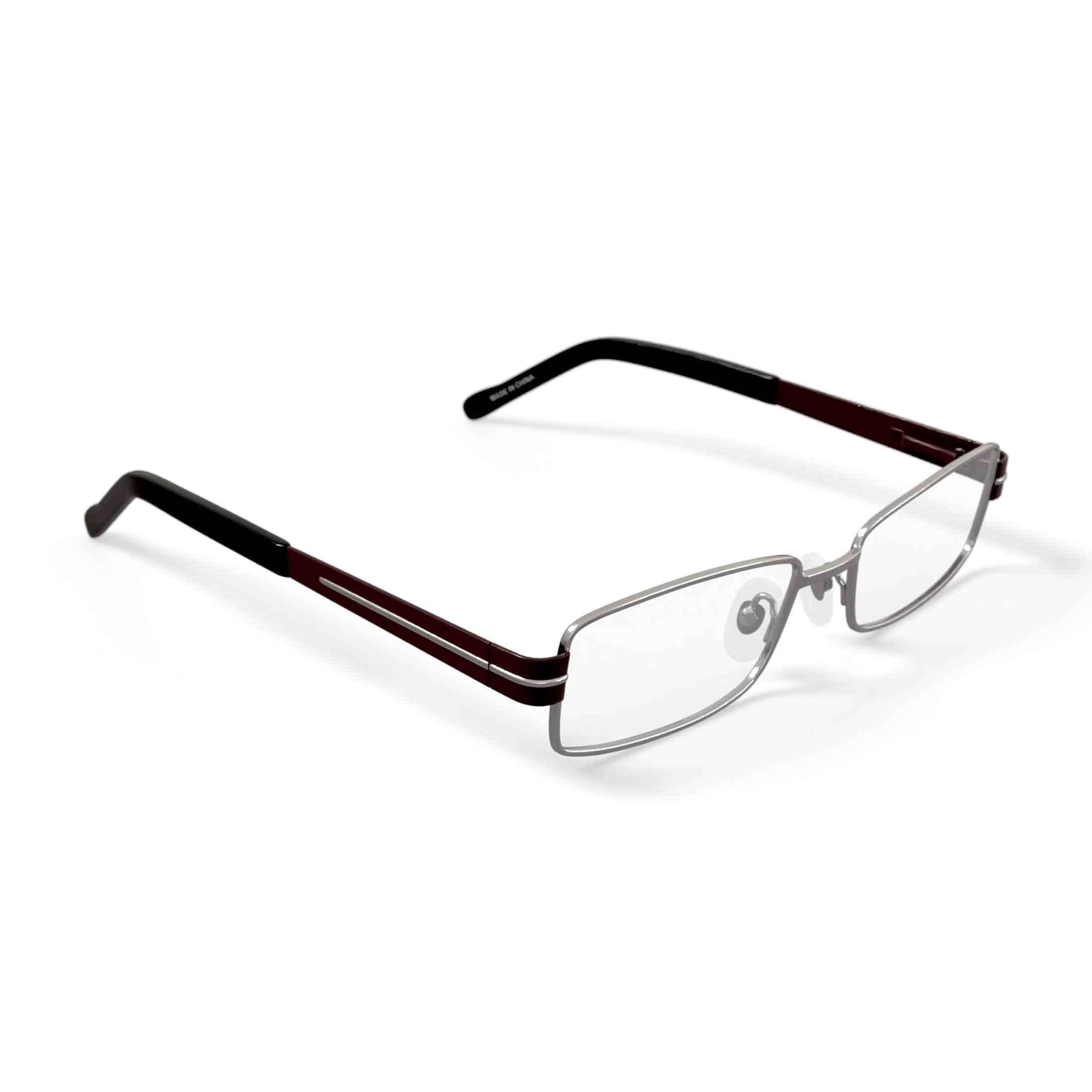 Contour Men's FM9214 Rectangular Prescription Eyeglasses with Case, Shiny Silver - Image 3
