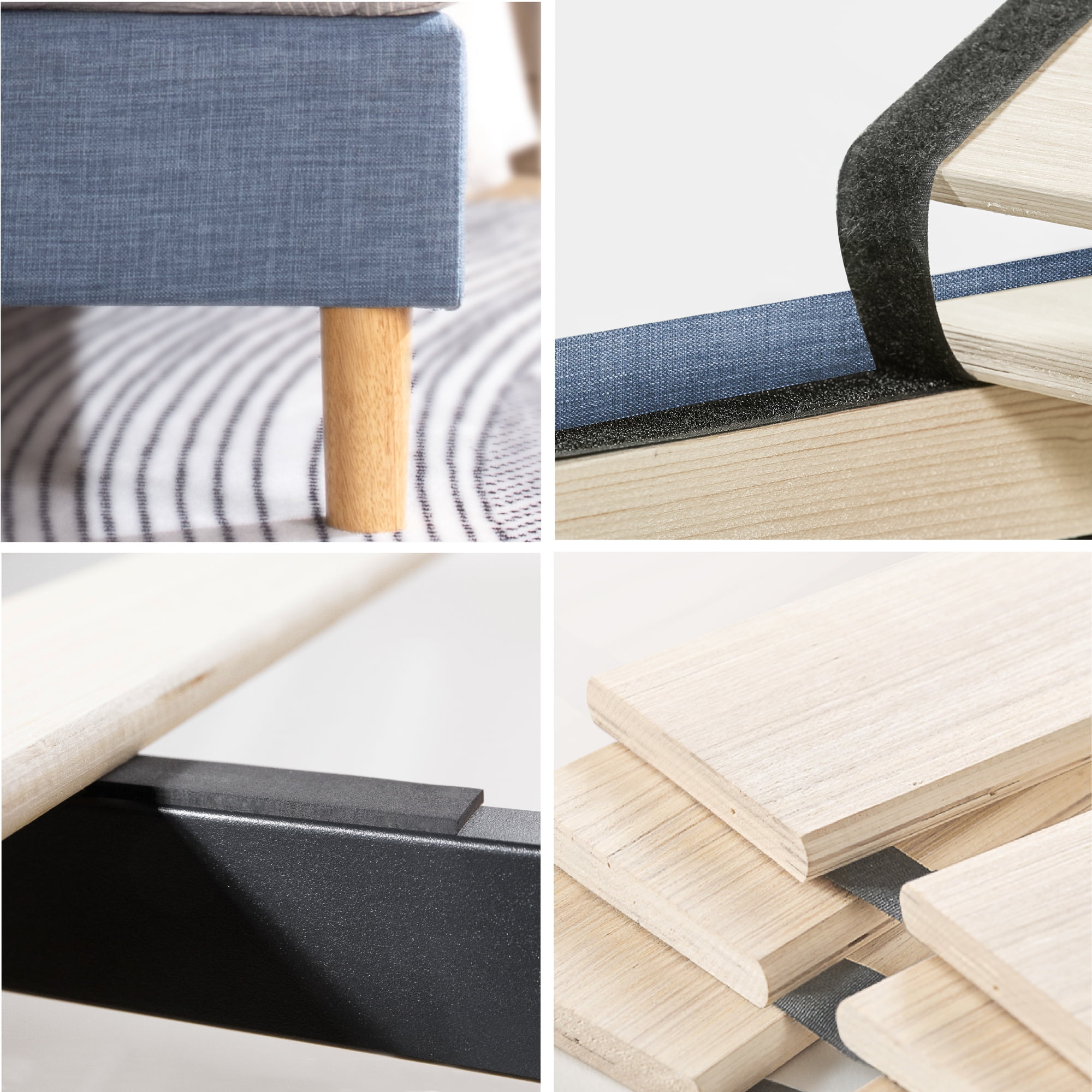 Zinus Lottie 43" Upholstered Platform Bed Frame, Blue Slate, Queen - Image 5