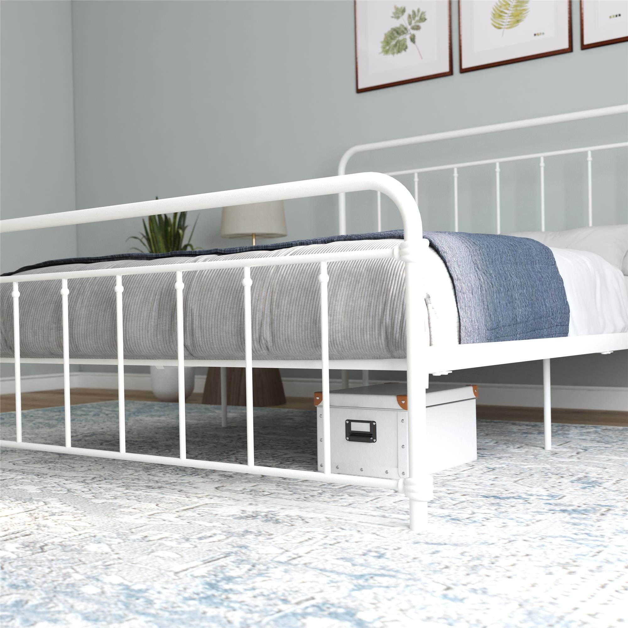 DHP Wallace Metal Platform Bed Frame with Headboard, Queen, White - Image 3