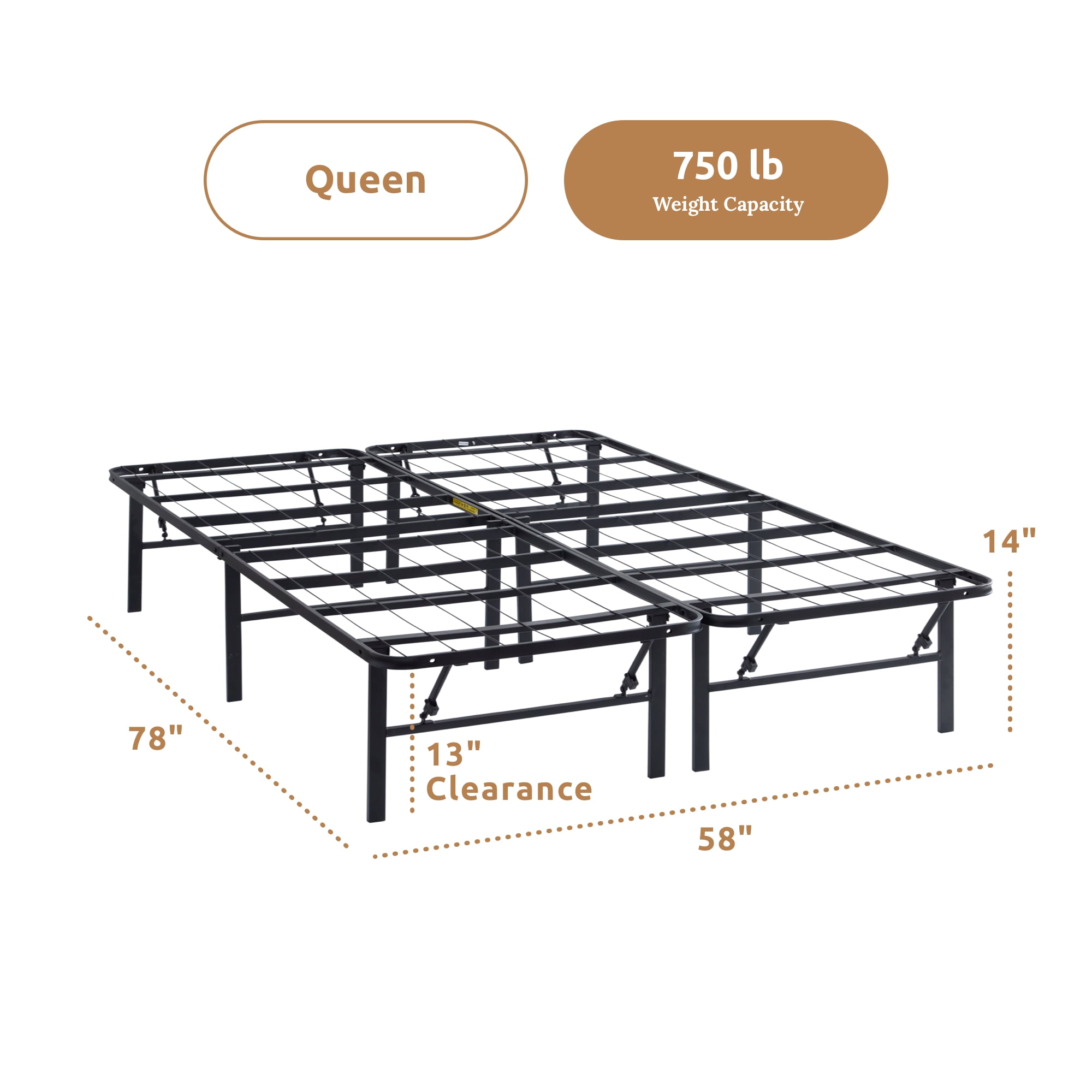 Rest Haven 14" Black Steel Platform Bed Frame, Queen - Image 2