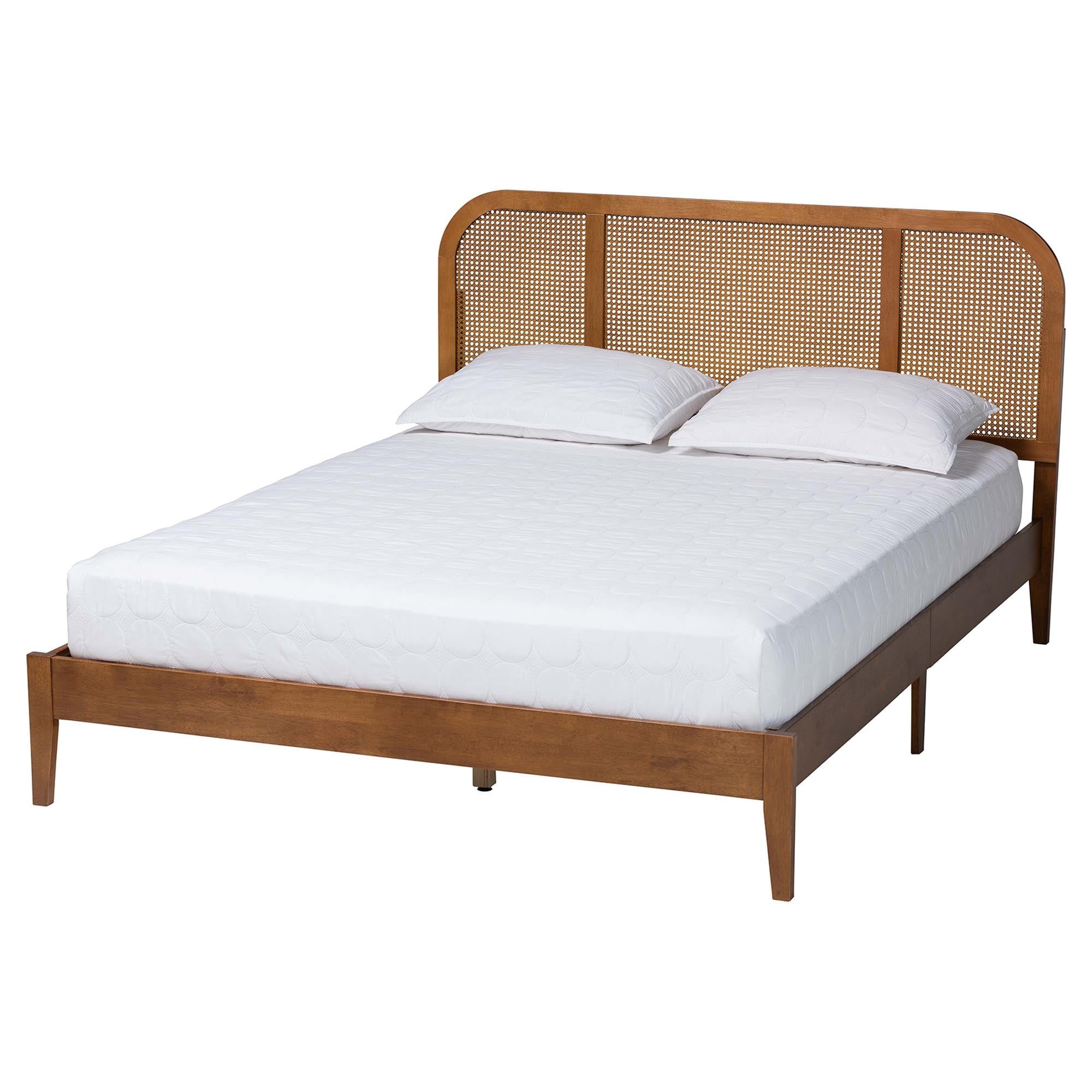 Baxton Studio Fleur Mid-Century Platform Bed, Queen, Walnut Brown - Image 2