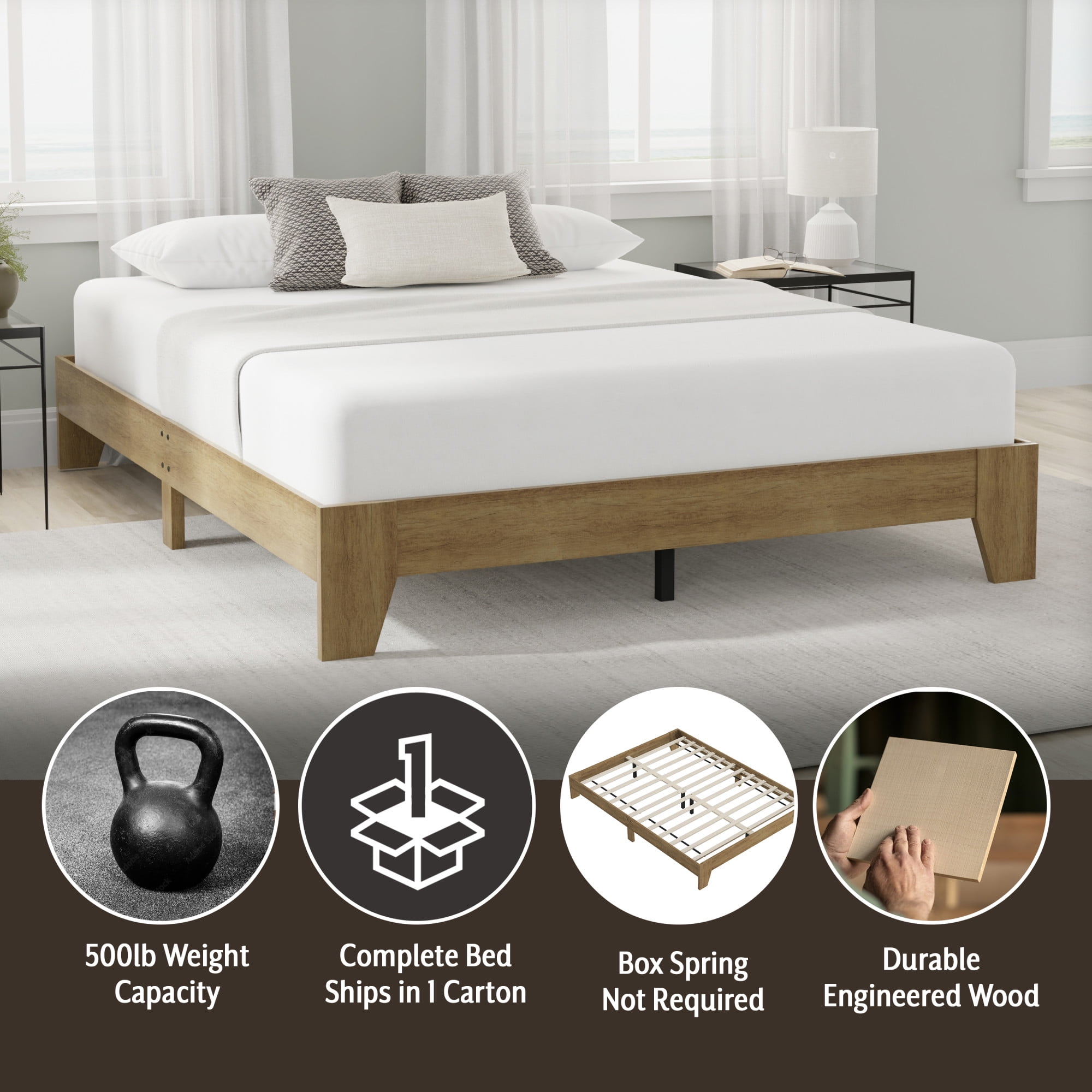 Hillsdale Furniture Sunridge Queen Wood Platform Bed, Knotty Oak - Image 6