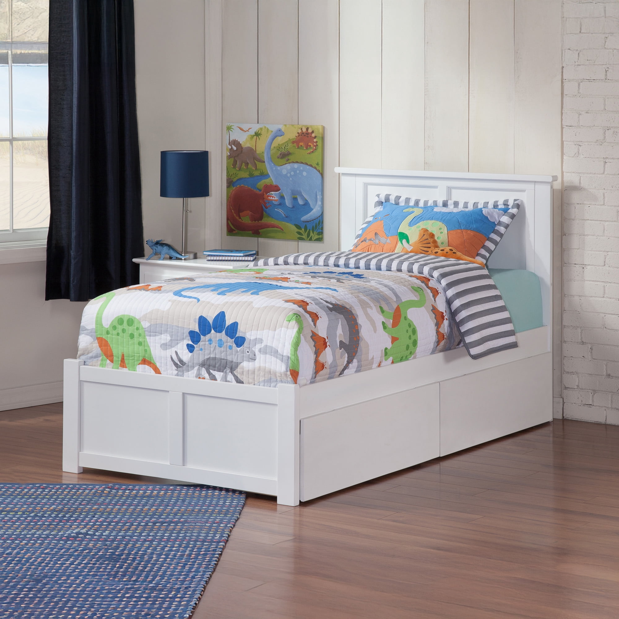 AFI Madison Twin Solid Wood Platform Bed with Footboard & Storage Drawers, White - Image 2