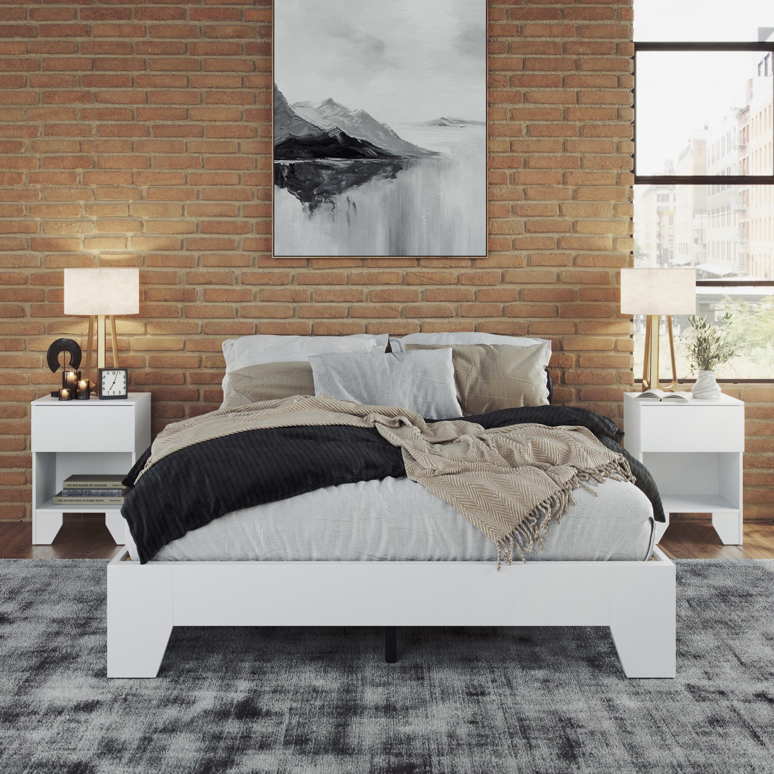 Boyd Sleep Lugano Twin White Platform Bed Frame, Modern No Headboard Design, Easy Assembly - Image 4