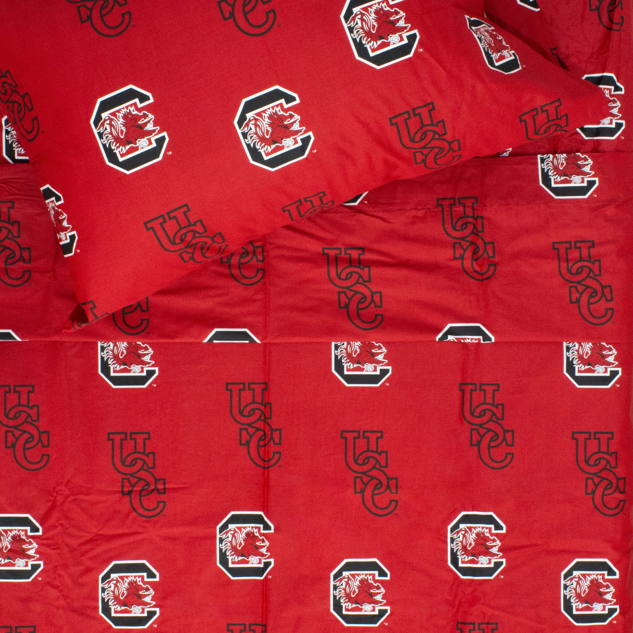 South Carolina Gamecocks 100% cotton, 4 piece sheet set - flat sheet, fitted sheet, 2 pillow cases, Queen, Team Colors - Image 5