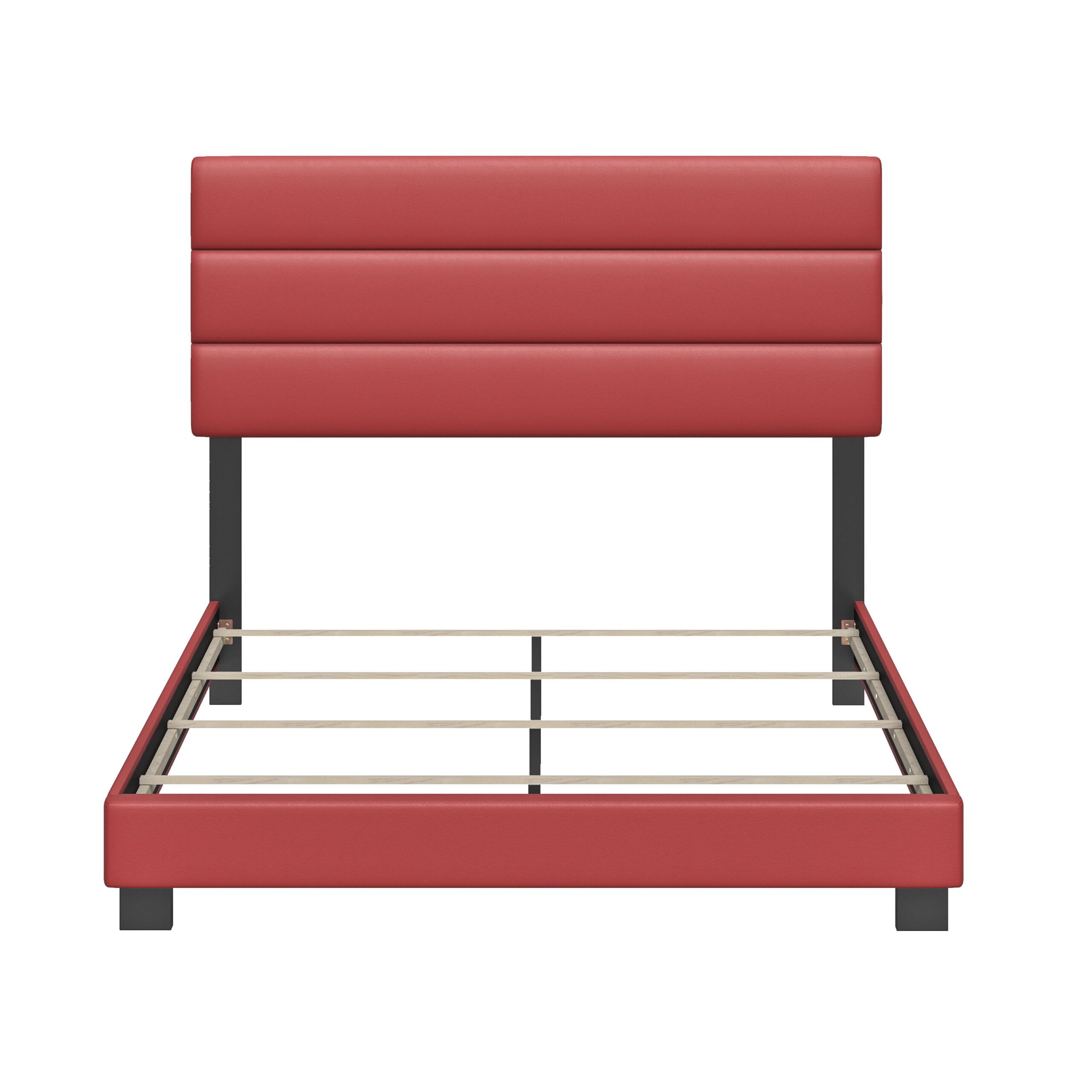 Boyd Sleep Napoli Red Faux Leather Full Size Fully Upholstered Platform Bed Frame with Adjustable Headboard, Qualified Box Spring or Foundation Required for Use - Image 7
