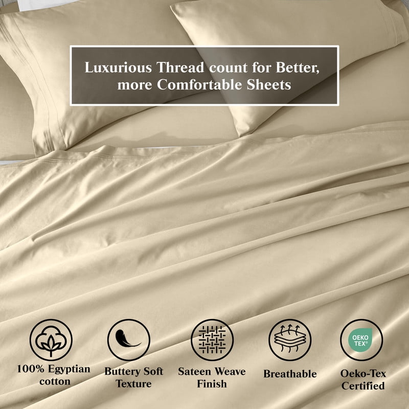 Superior Egyptian Cotton Deep Pocket 650 TC Sheet Set, Twin, Linen - Image 7