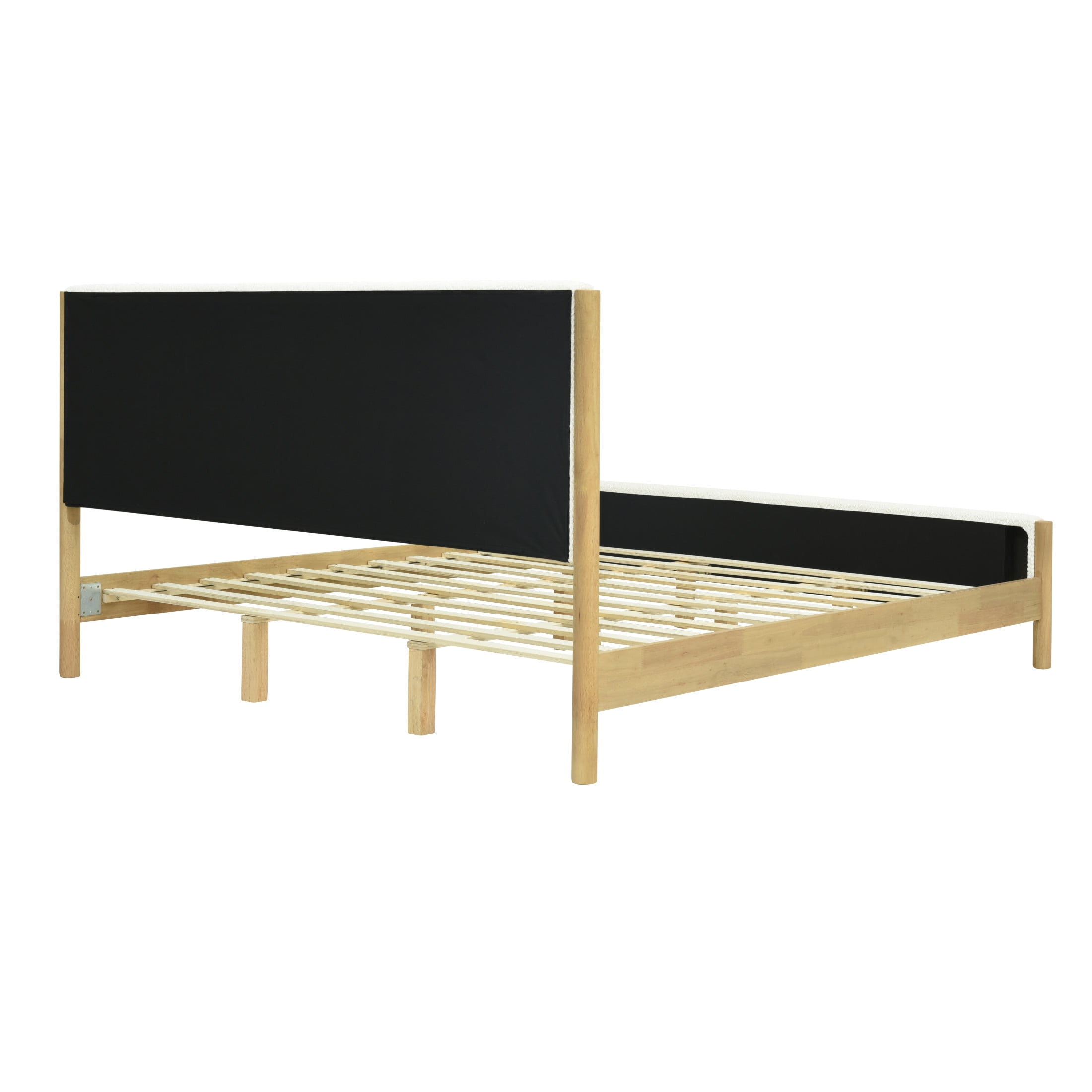 Christopher Knight Home Modern Boucle Upholstered King Bed Frame with Headboard, Solid Wood Legs, White - Image 4