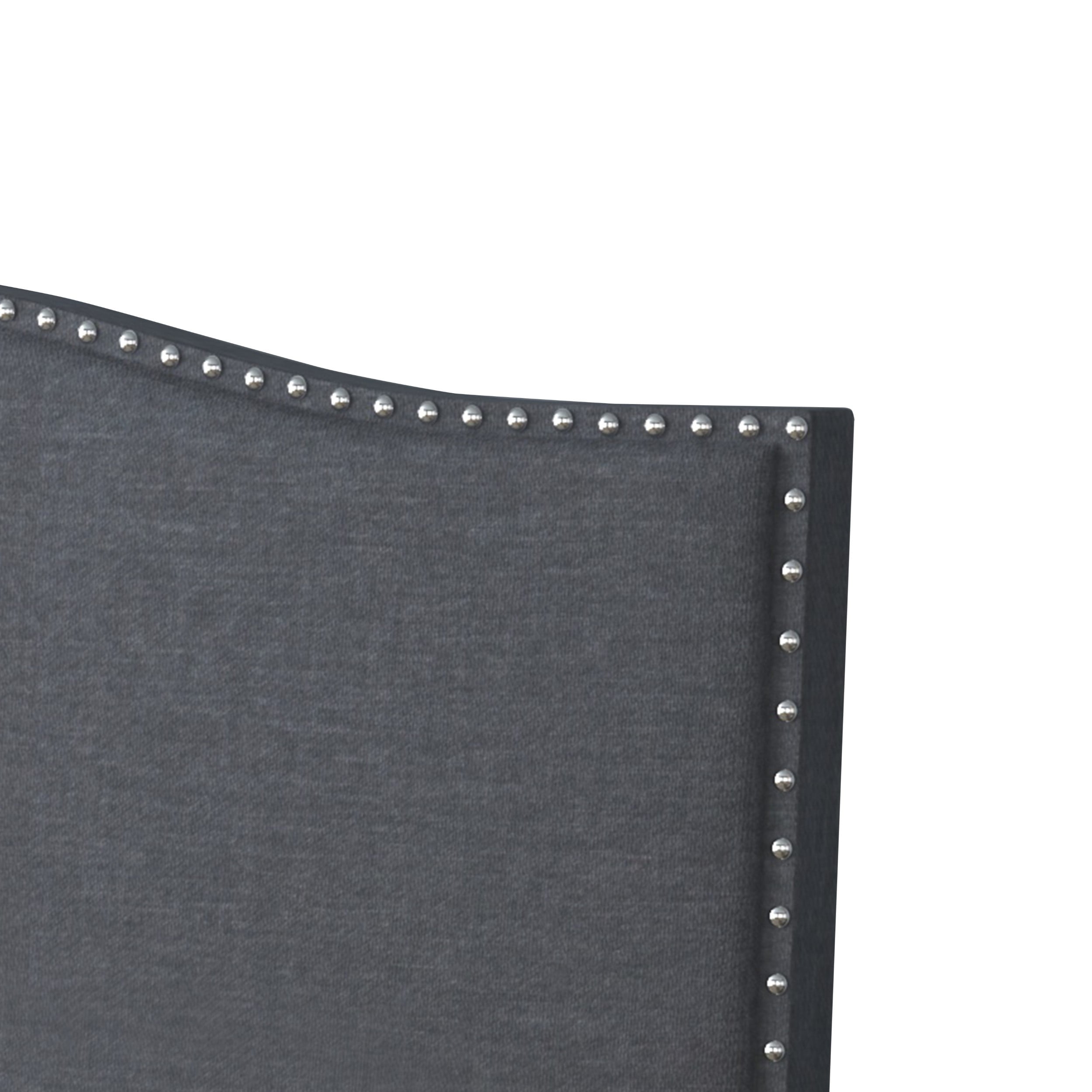 Home Design Manuel King Upholstered Platform Bed Frame with Nailhead Trim and Foam-Filled Headboard, Gray, Easy assembly - Image 5