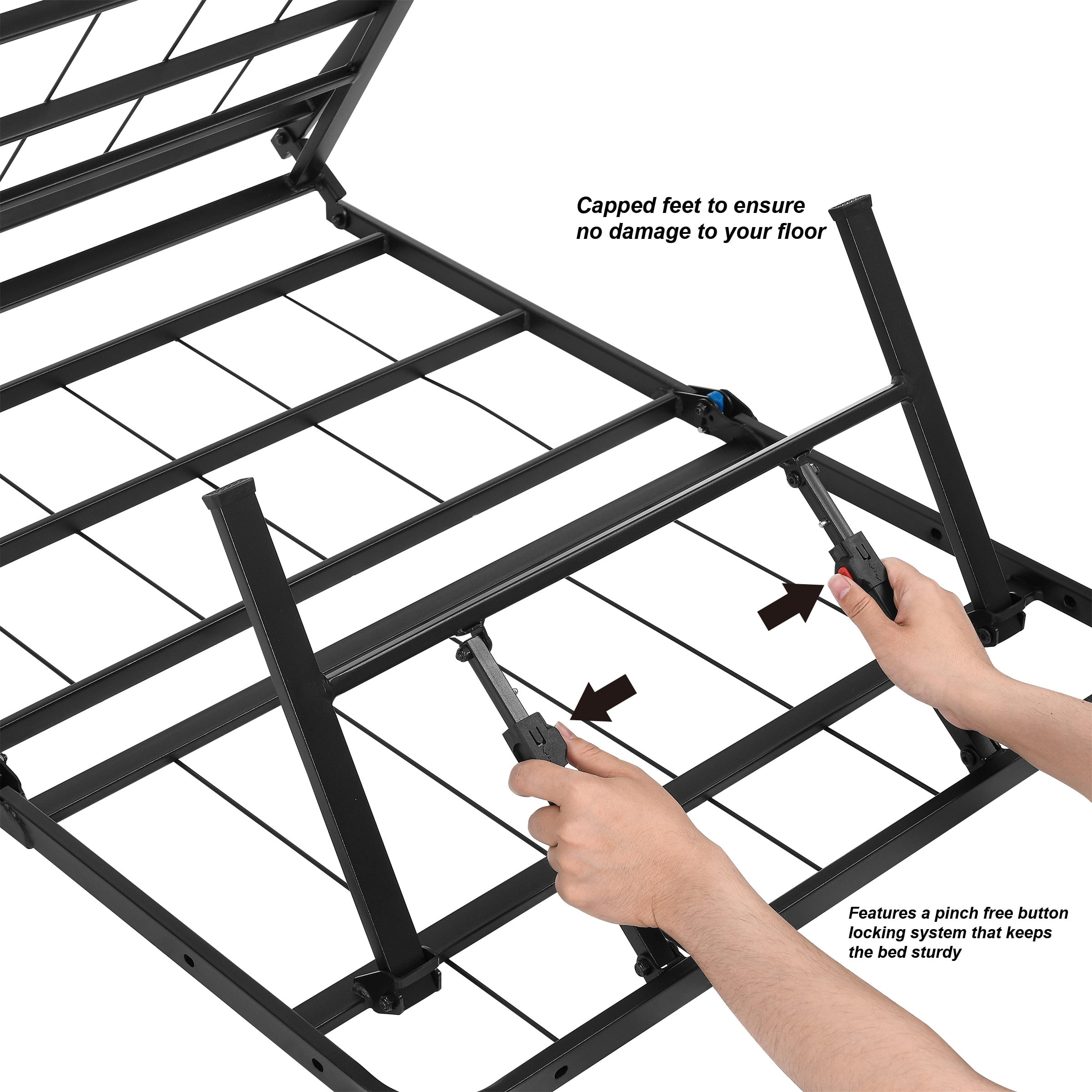Mainstays 14" High Quad Fold Steel Platform Bed Frame, Queen - Image 7