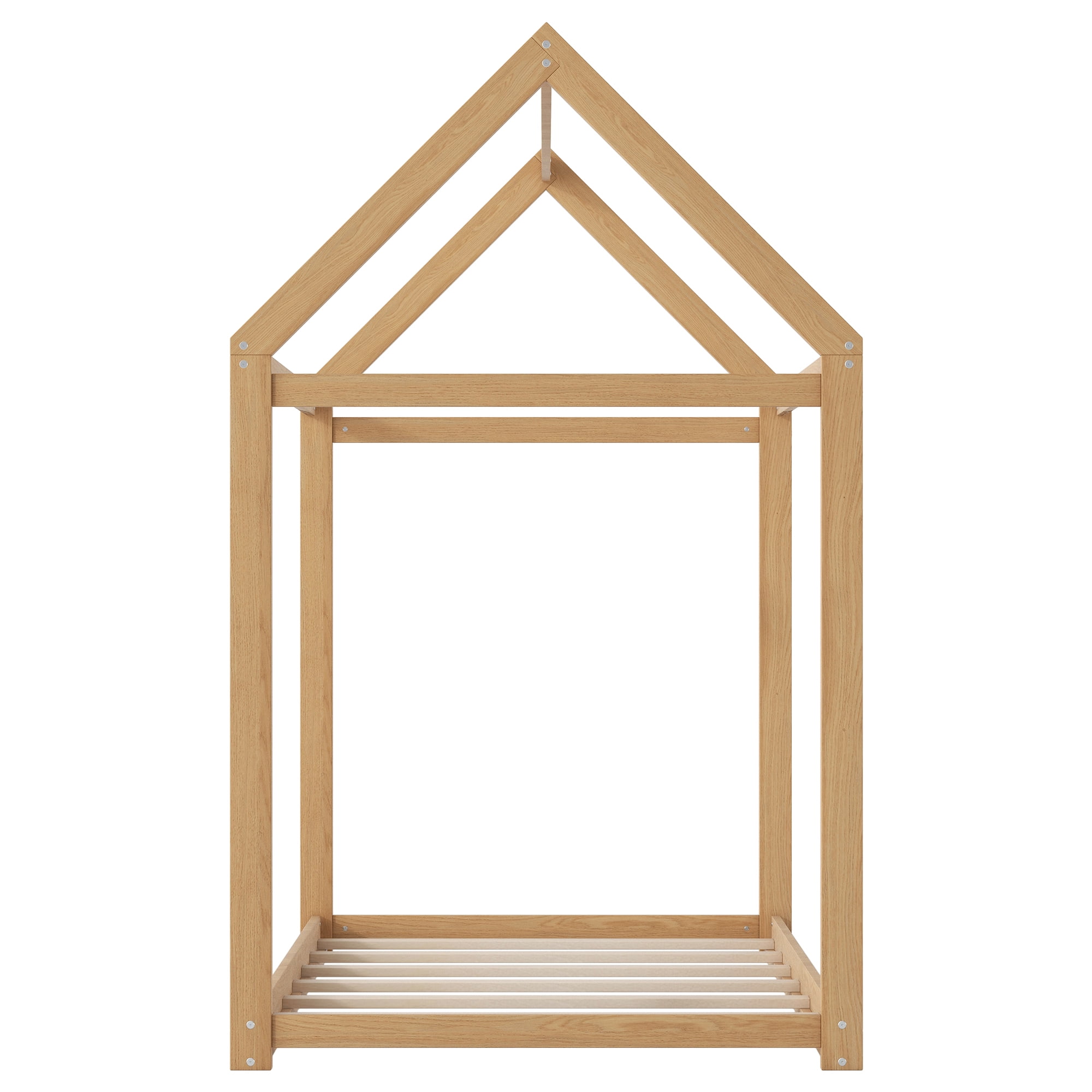 Euroco Twin Wood House Bed Frame with Roof, Wood - Image 5