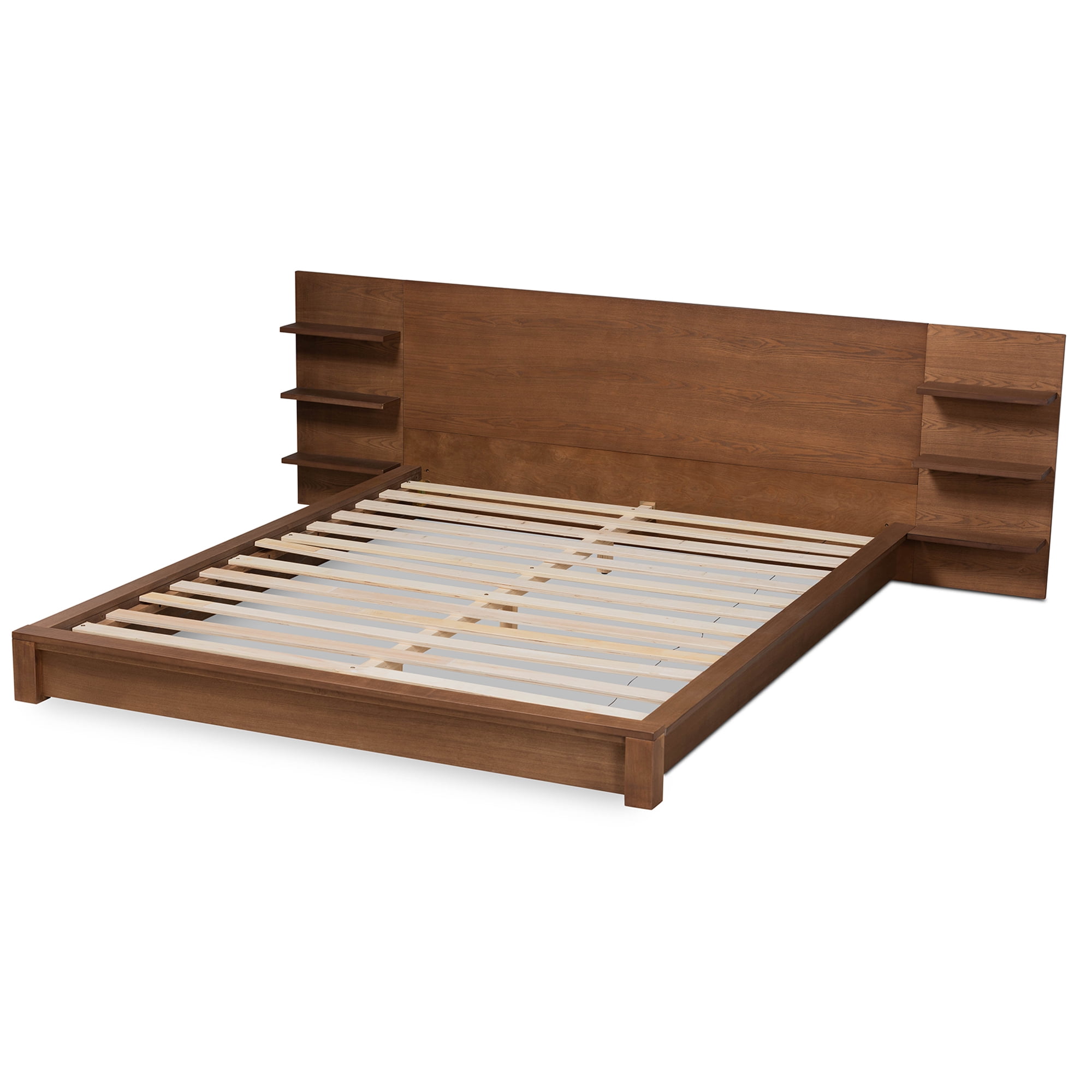 Baxton Studio Elina Contemporary/Modern Engineered Wood Storage Platform Bed, Queen, Walnut Brown - Image 4