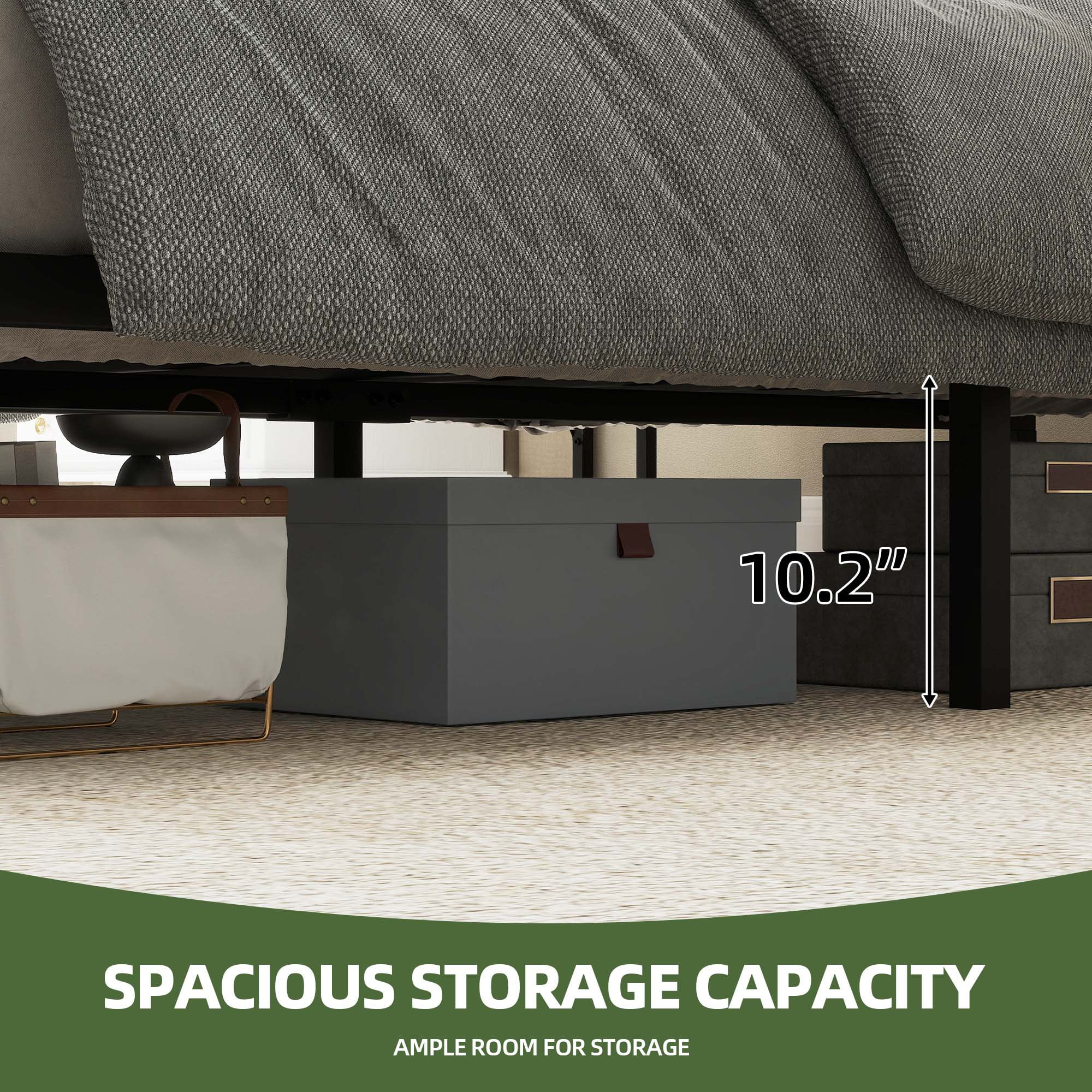 Dextrus Queen Size Bedroom Platform Bed with Storage & Charging Headboard for Adults & Teens, Beige - Image 5