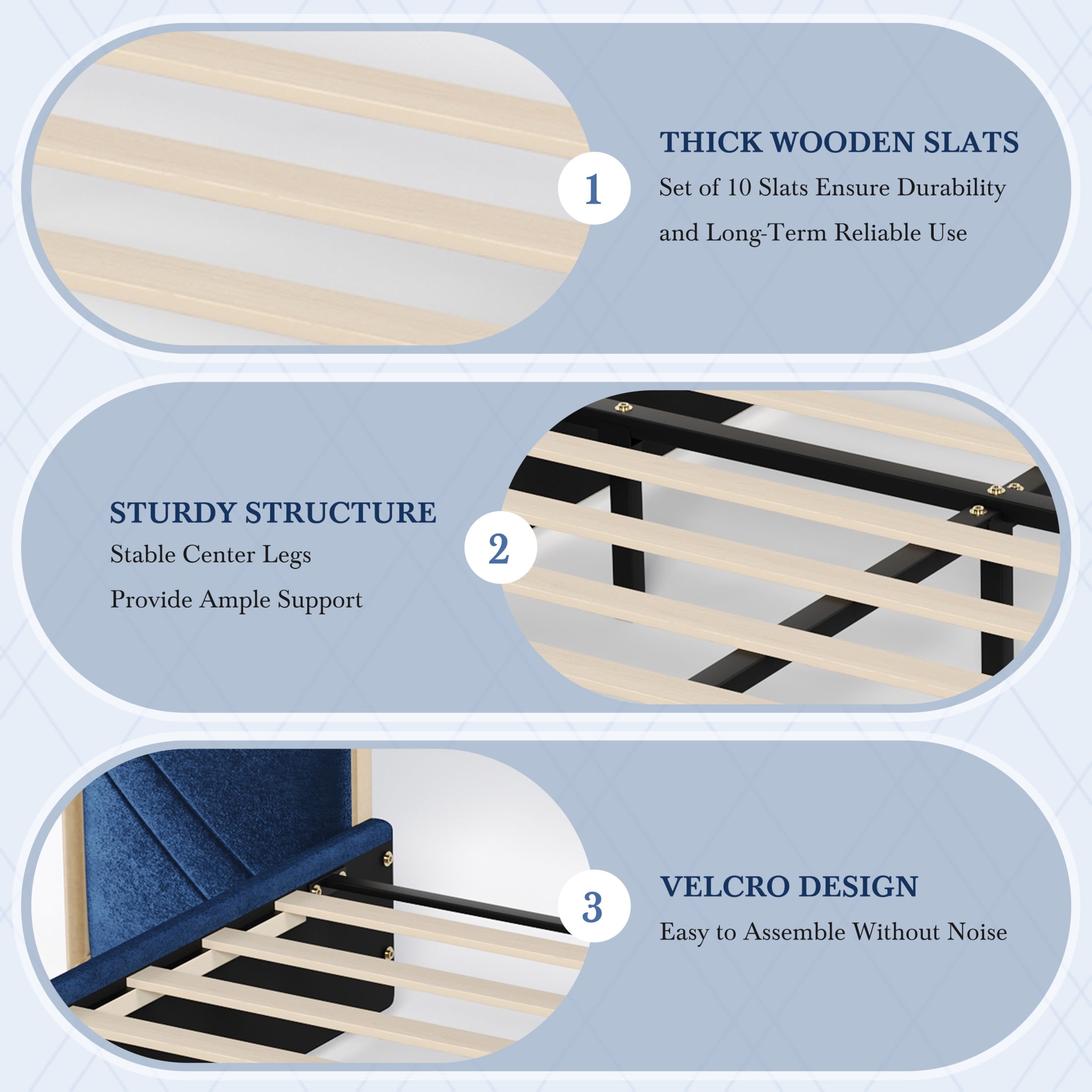 Christopher Knight Home Luxury Velvet Upholstered Queen Bed with Headboard, LED Lights, Storage Side Panels, Blue - Image 4