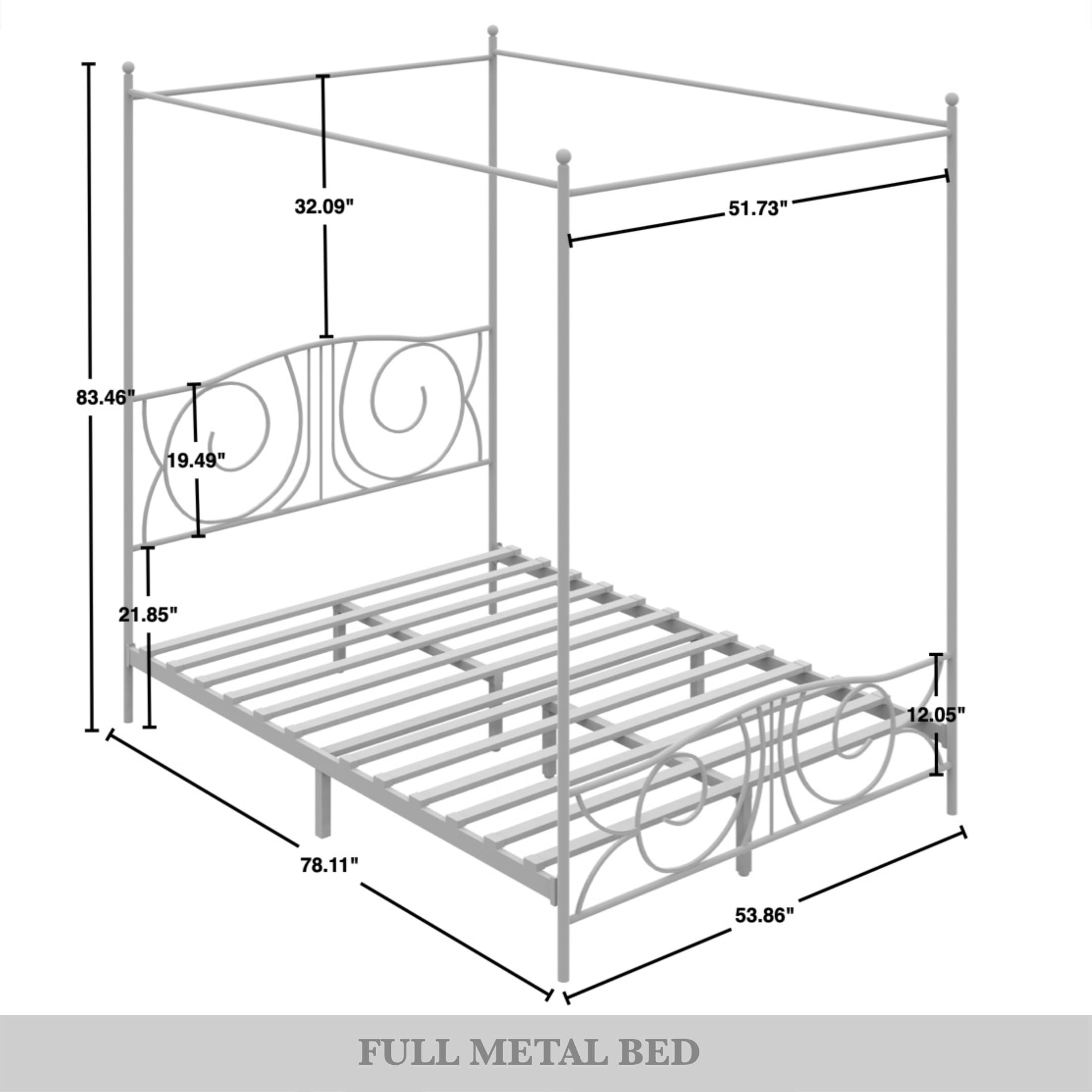 Castle Place Ornate Ironwork Full Metal Platform Canopy Bed, Black - Image 2